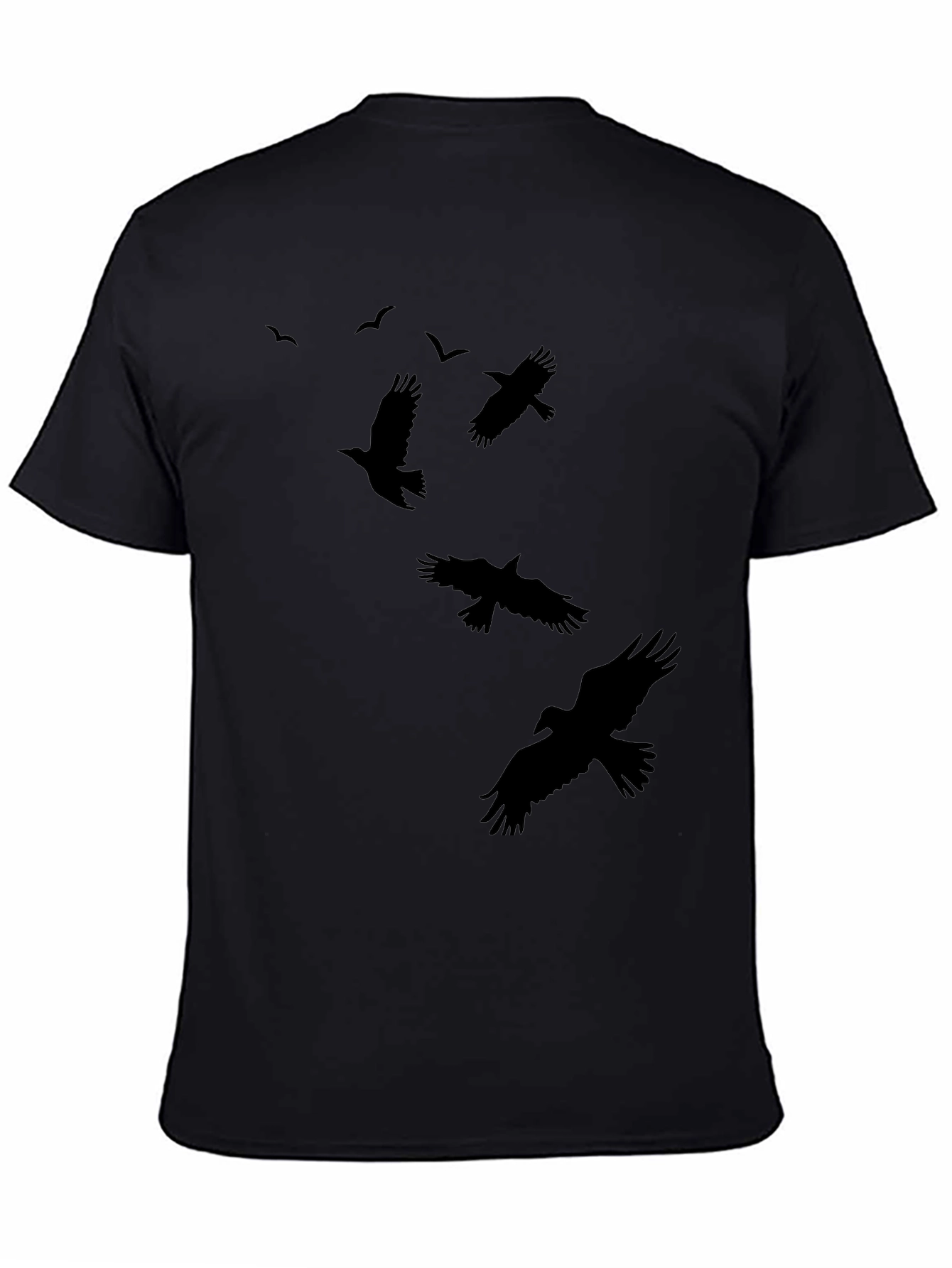Black Raven Silhouette Print Black Crew Neck T-Shirt view 4