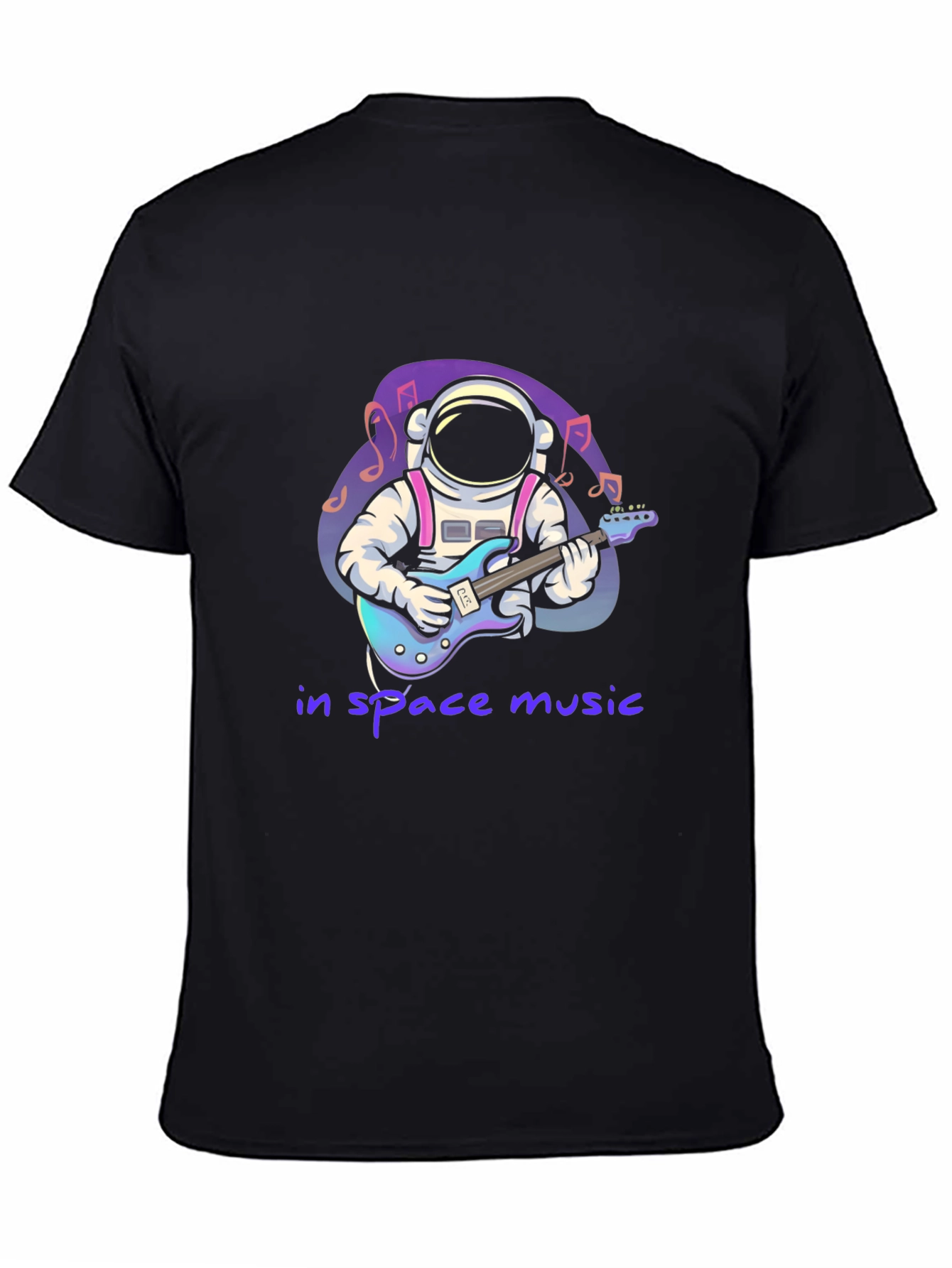 Black Astronaut Guitarist T-Shirt - Space Music Tee view 4