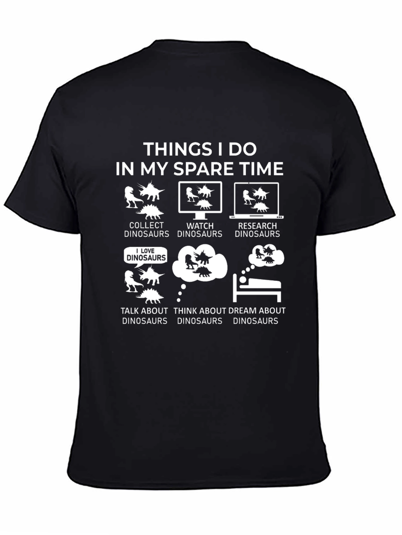 Black Dinosaur Lover's T-Shirt: Spare Time Activities view 4
