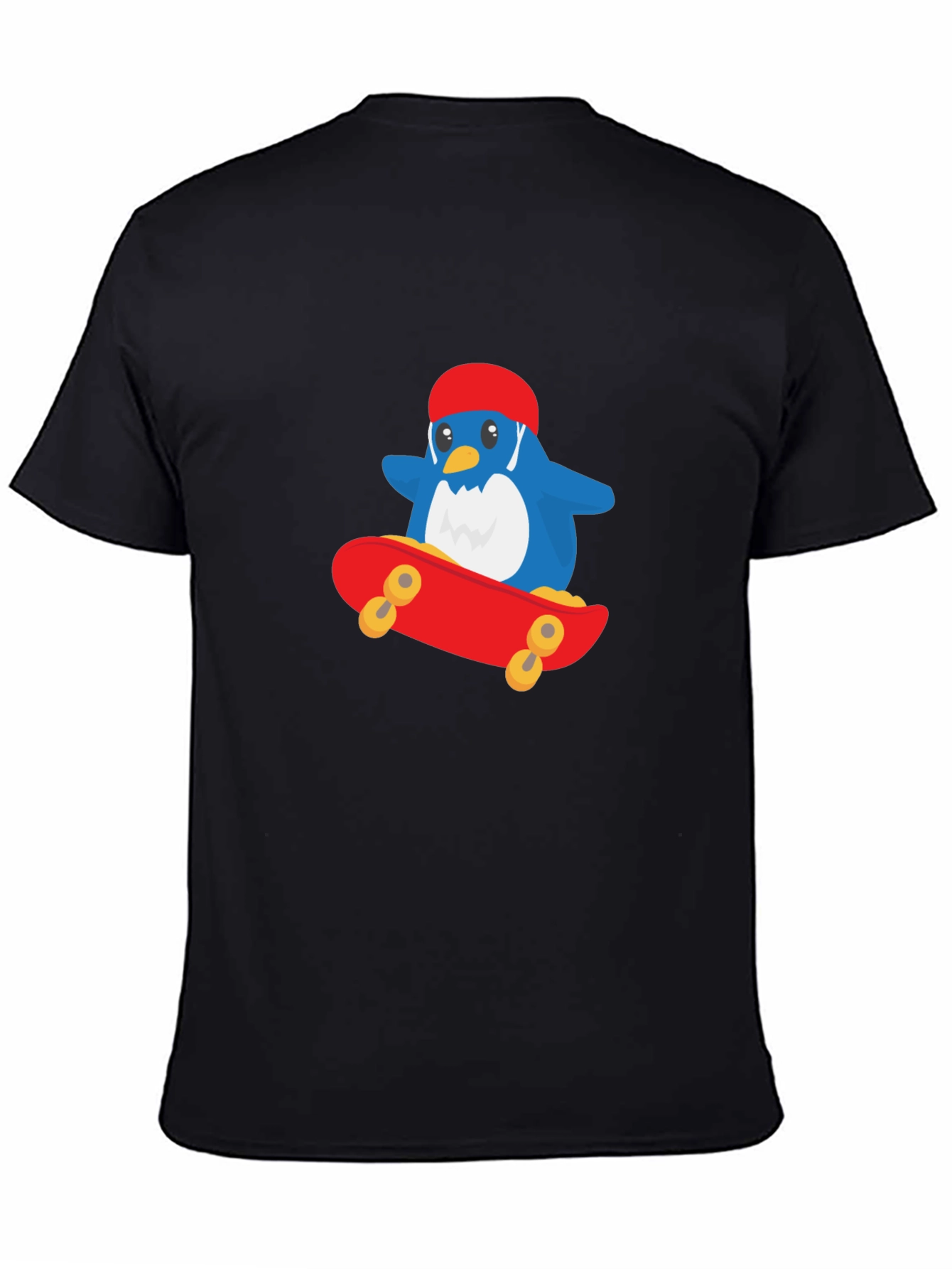 Black Cool Penguin Skateboard T-Shirt - Black view 4