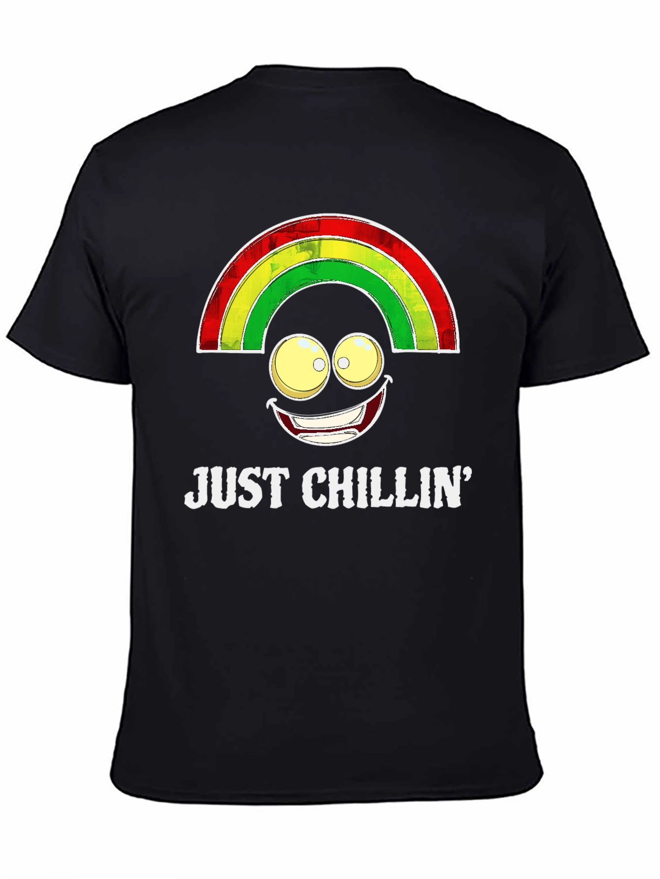 Black Just Chillin' Rainbow Smile T-Shirt view 4