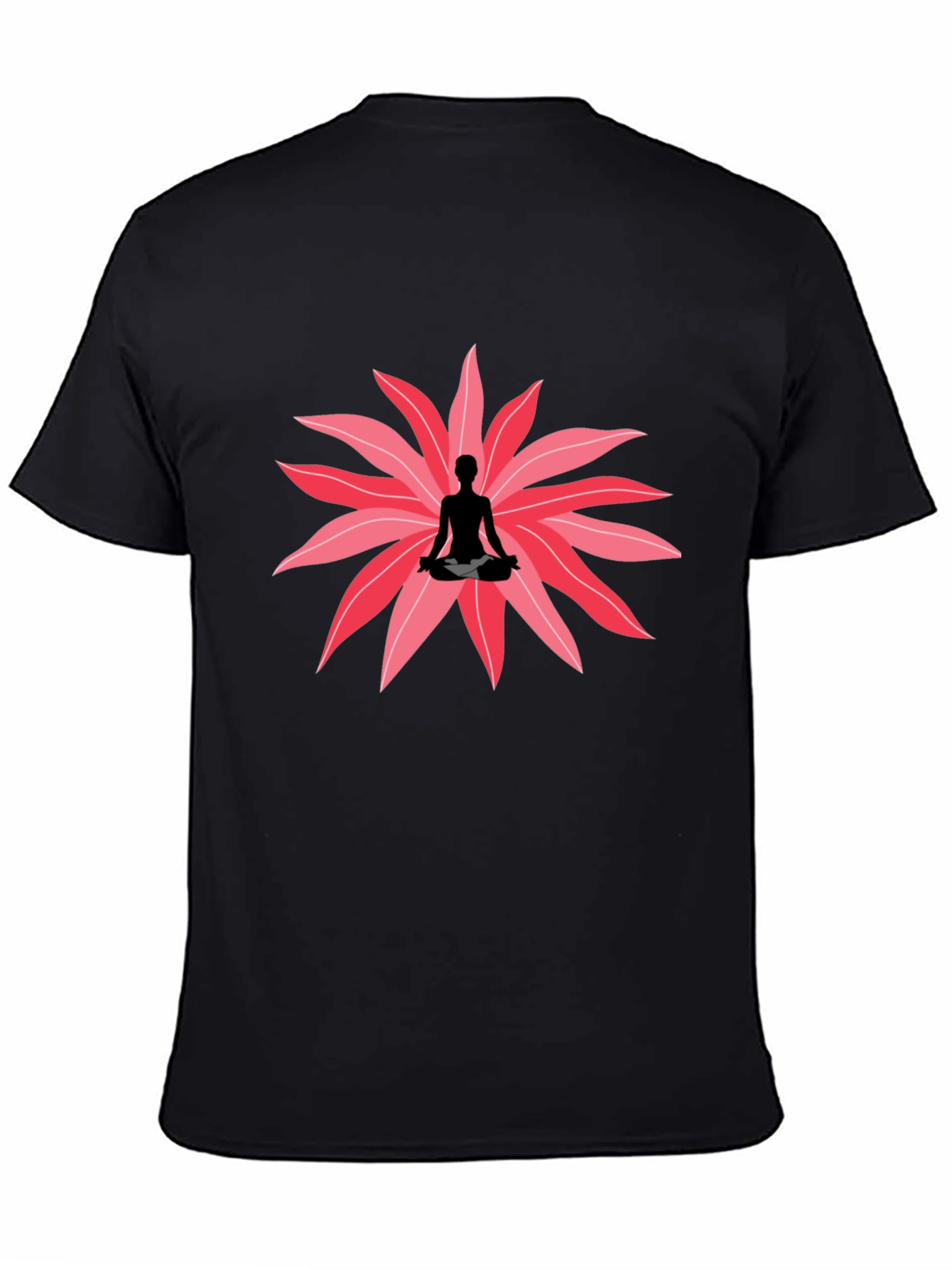 Black Yoga Meditation Lotus Flower Graphic T-Shirt view 4