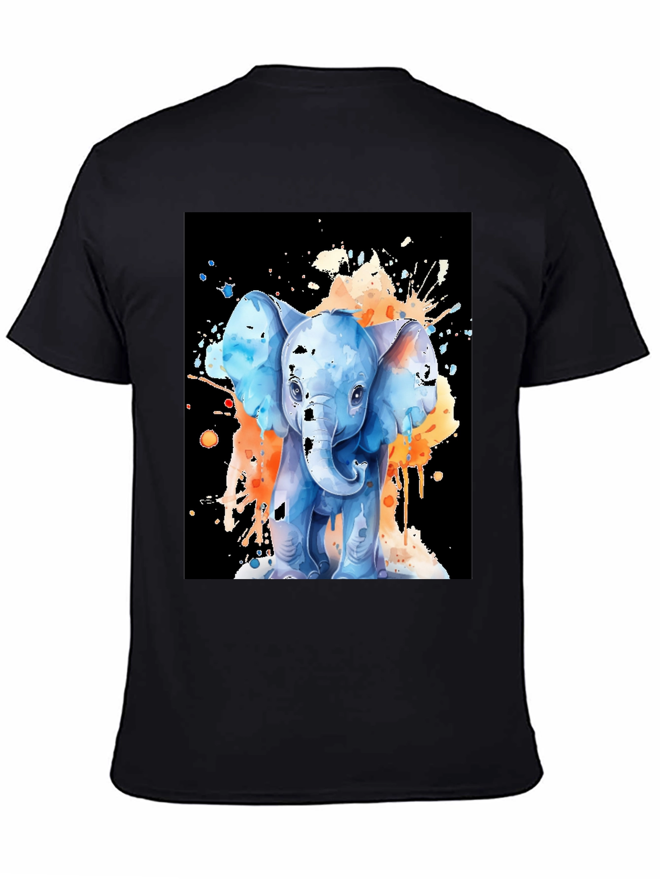 Black Watercolor Elephant Graphic Tee - Black view 4