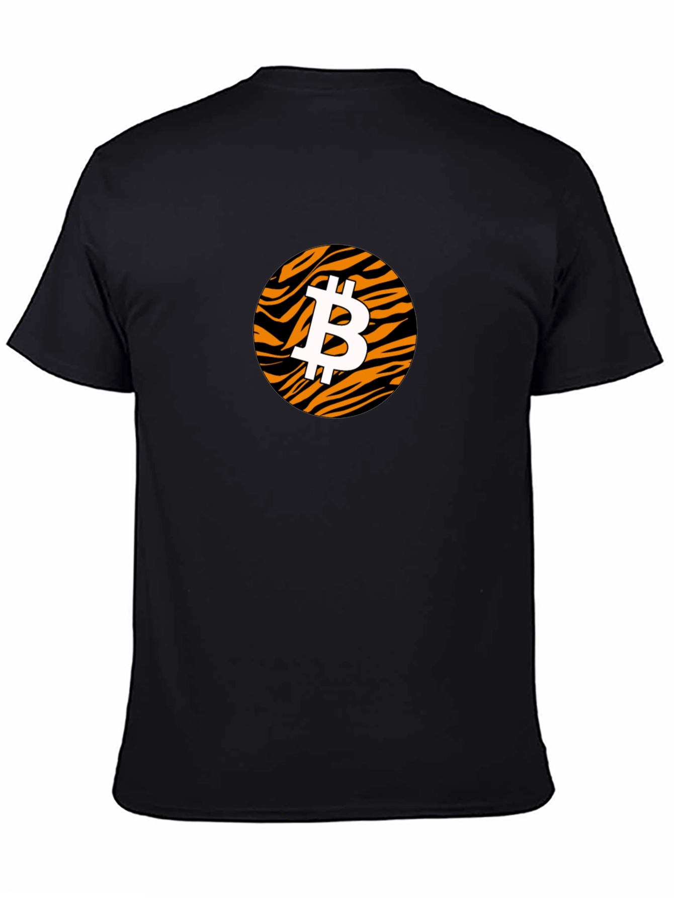 Black Bitcoin Tiger Print Black T-Shirt view 4
