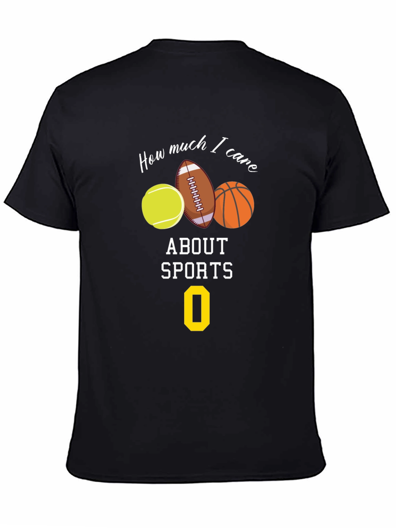 Black Humorous 'How Much I Care About Sports' Graphic Tee view 4