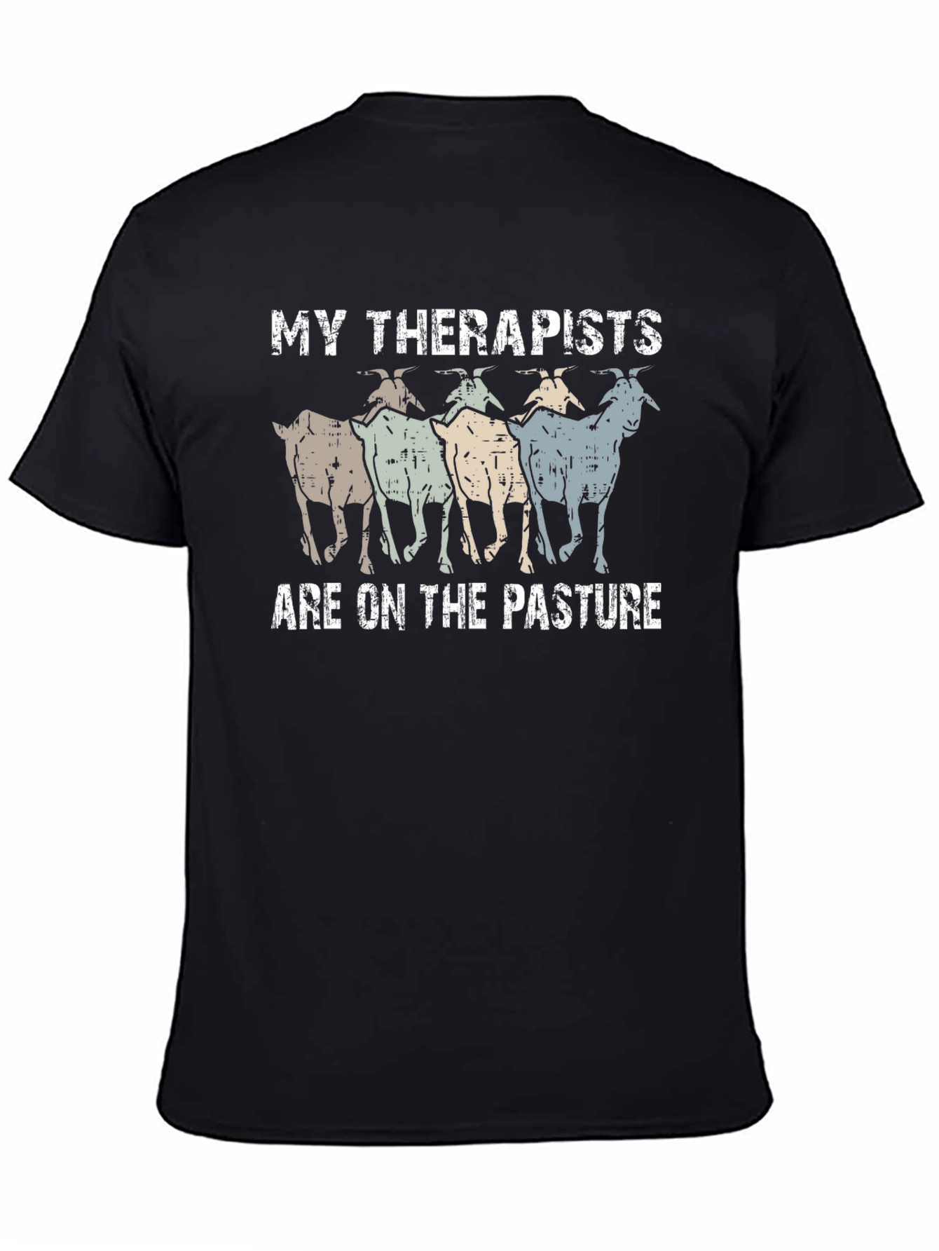 Black My Therapists Are On The Pasture T-Shirt view 4