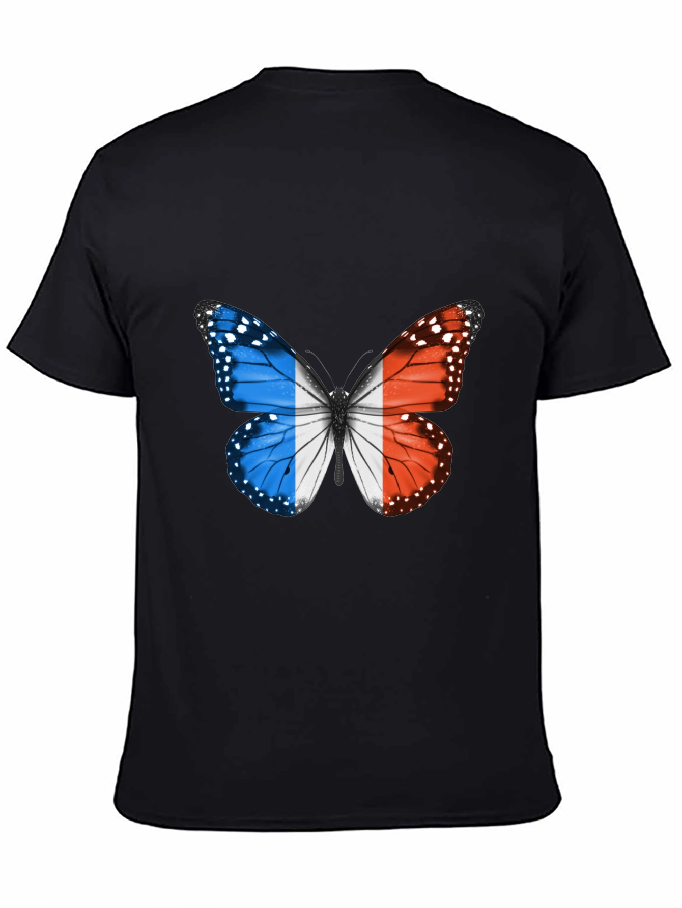 Black French Flag Butterfly Graphic Tee view 4