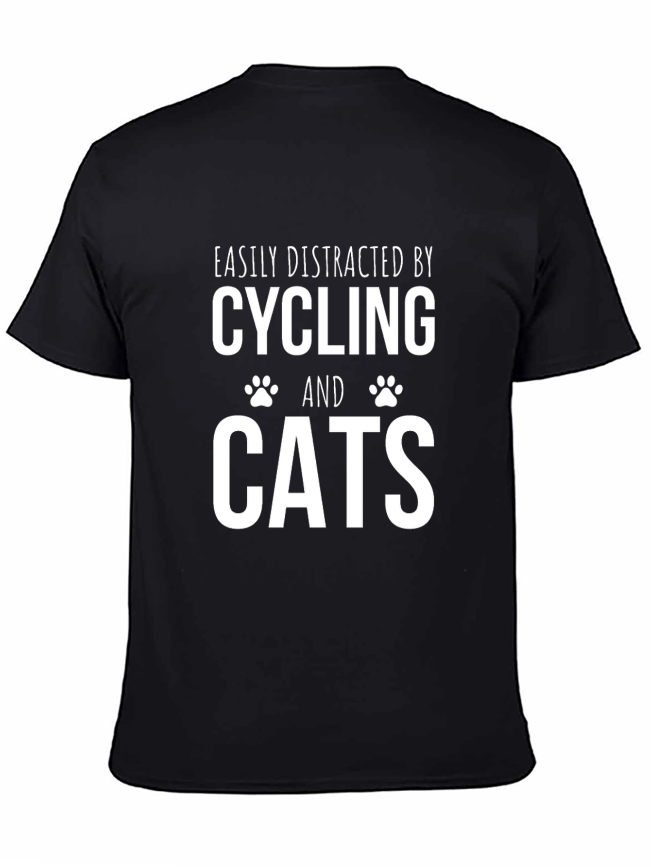 Black Cycling & Cats T-Shirt: Easily Distracted Tee view 4