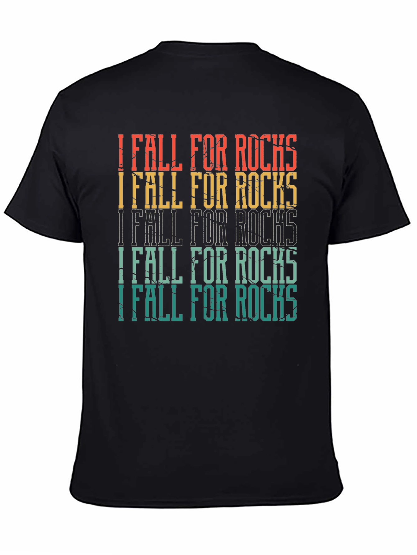 Black I Fall For Rocks Retro Style Graphic Tee view 4