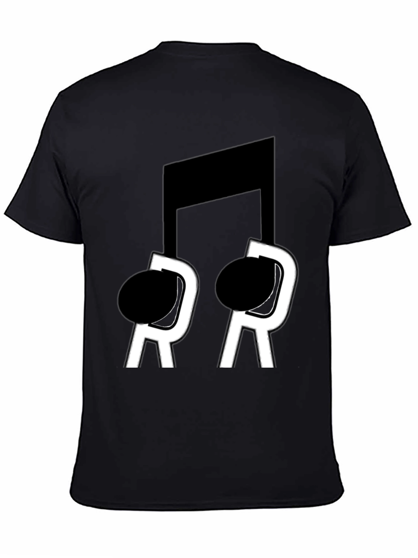 Black Musical Note T-Shirt - Black Cotton Blend view 4