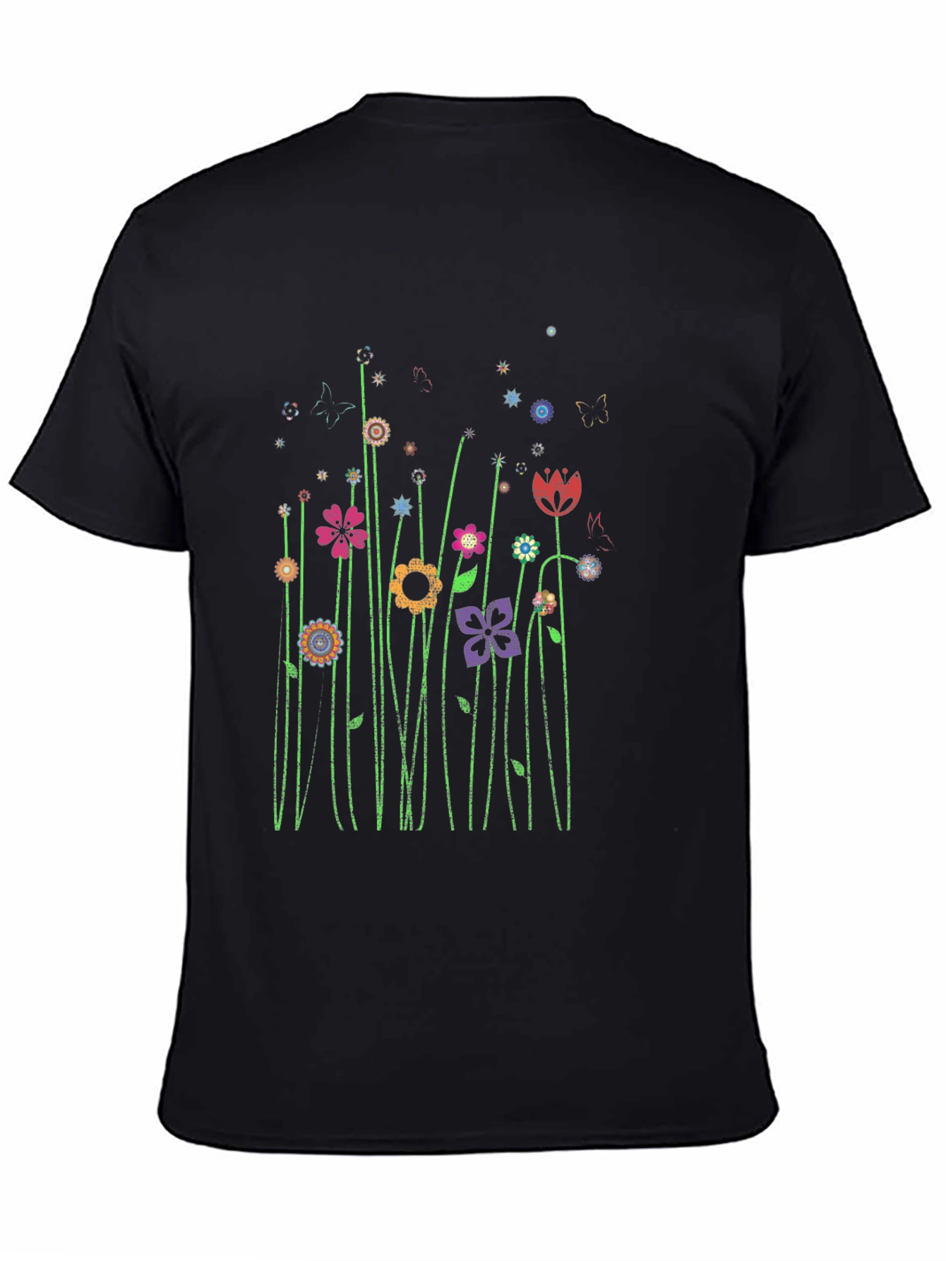 Black Floral Graphic Black T-Shirt view 4