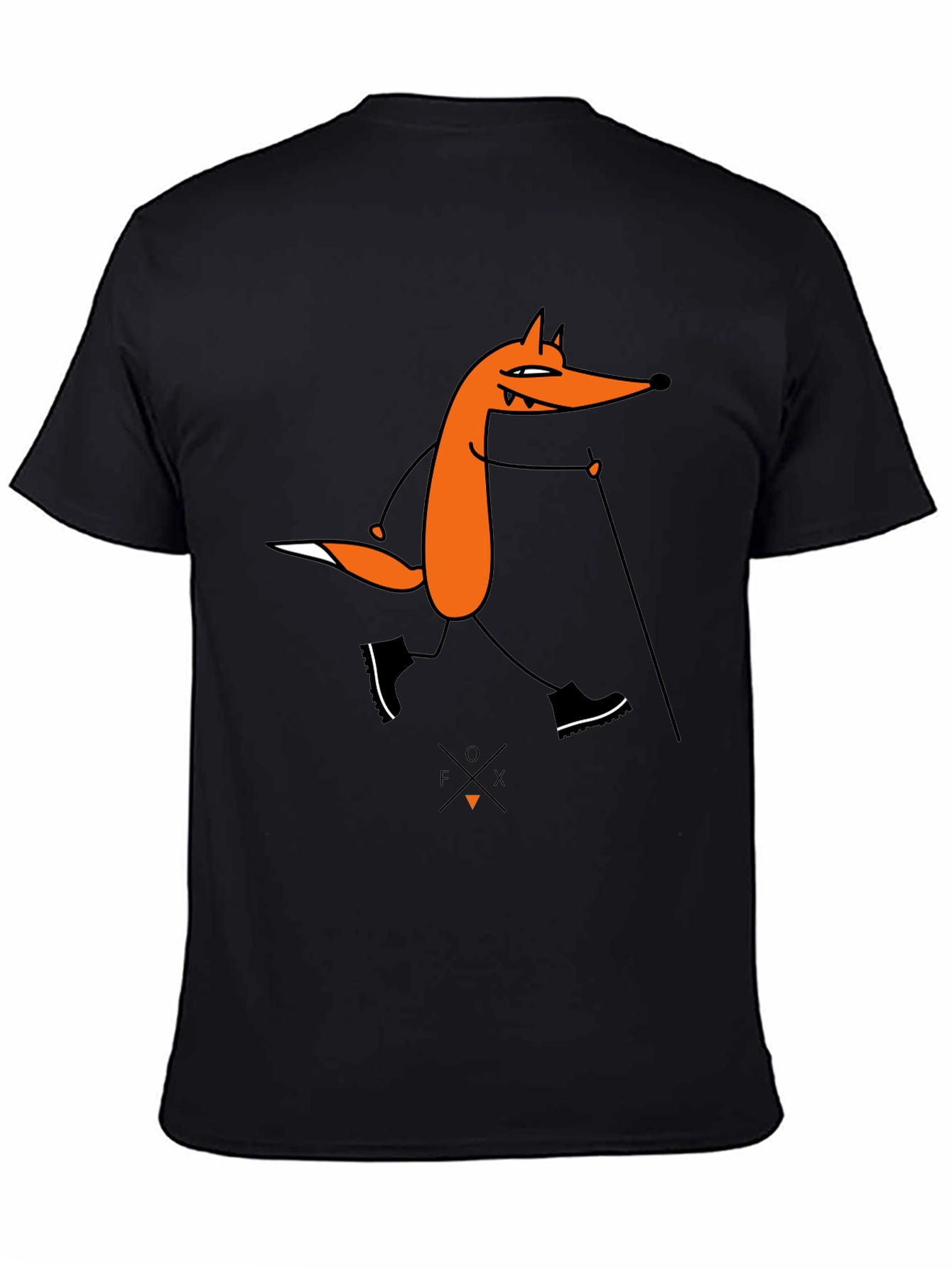 Black Fox Hiking Graphic Tee - Black Cotton T-Shirt view 4
