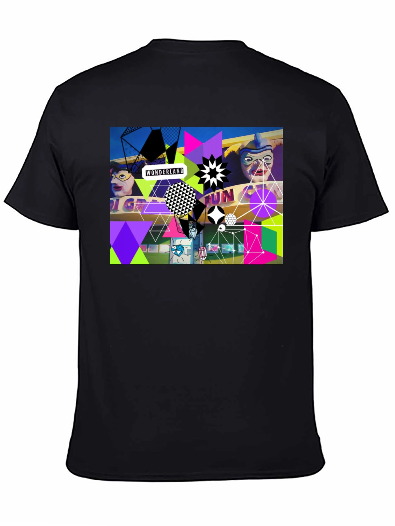 Black Wonderland Fun Graphic Tee - Black Crew Neck view 4