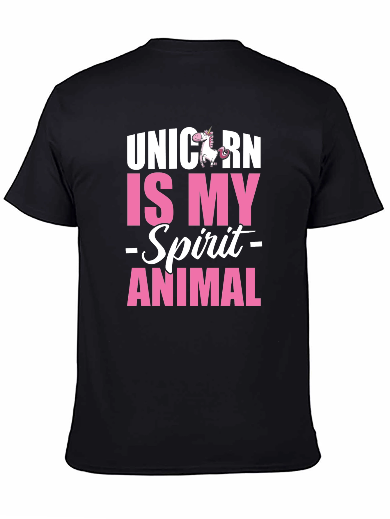 Black Unicorn Spirit Animal Graphic Tee - Black Cotton T-Shirt view 4