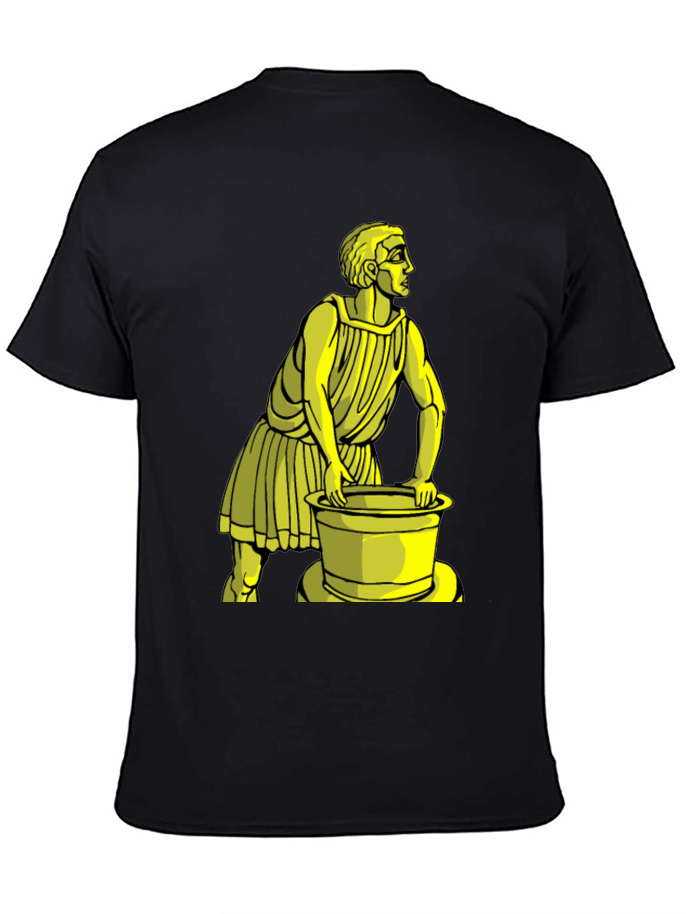 Black Black T-Shirt with Yellow Ancient Man Graphic view 4