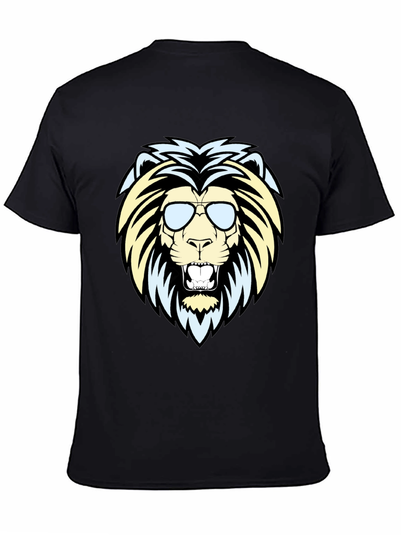 Black Cool Lion Graphic Tee - Men's Black T-Shirt view 4