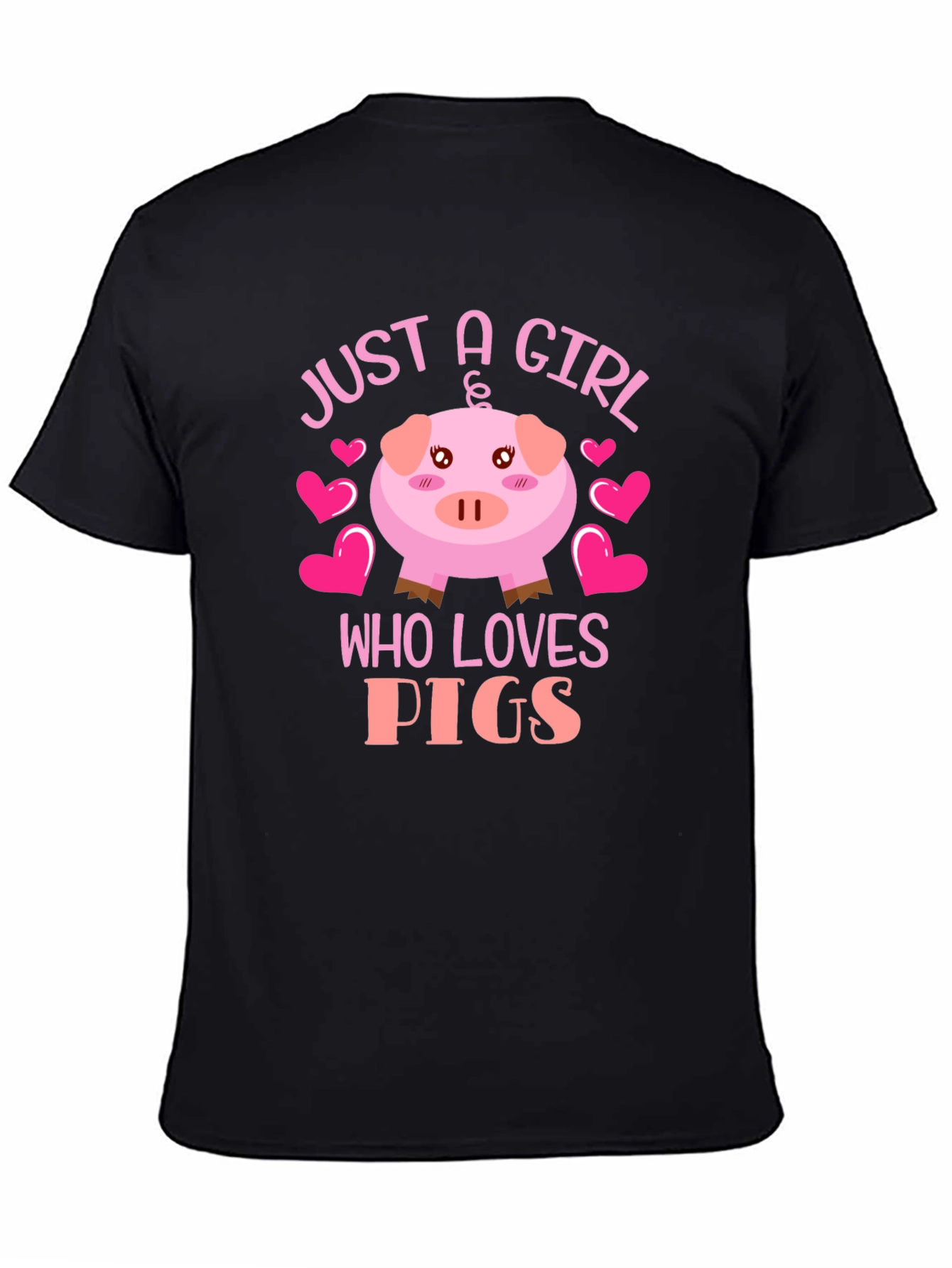 Black Just a Girl Who Loves Pigs Graphic Tee view 4