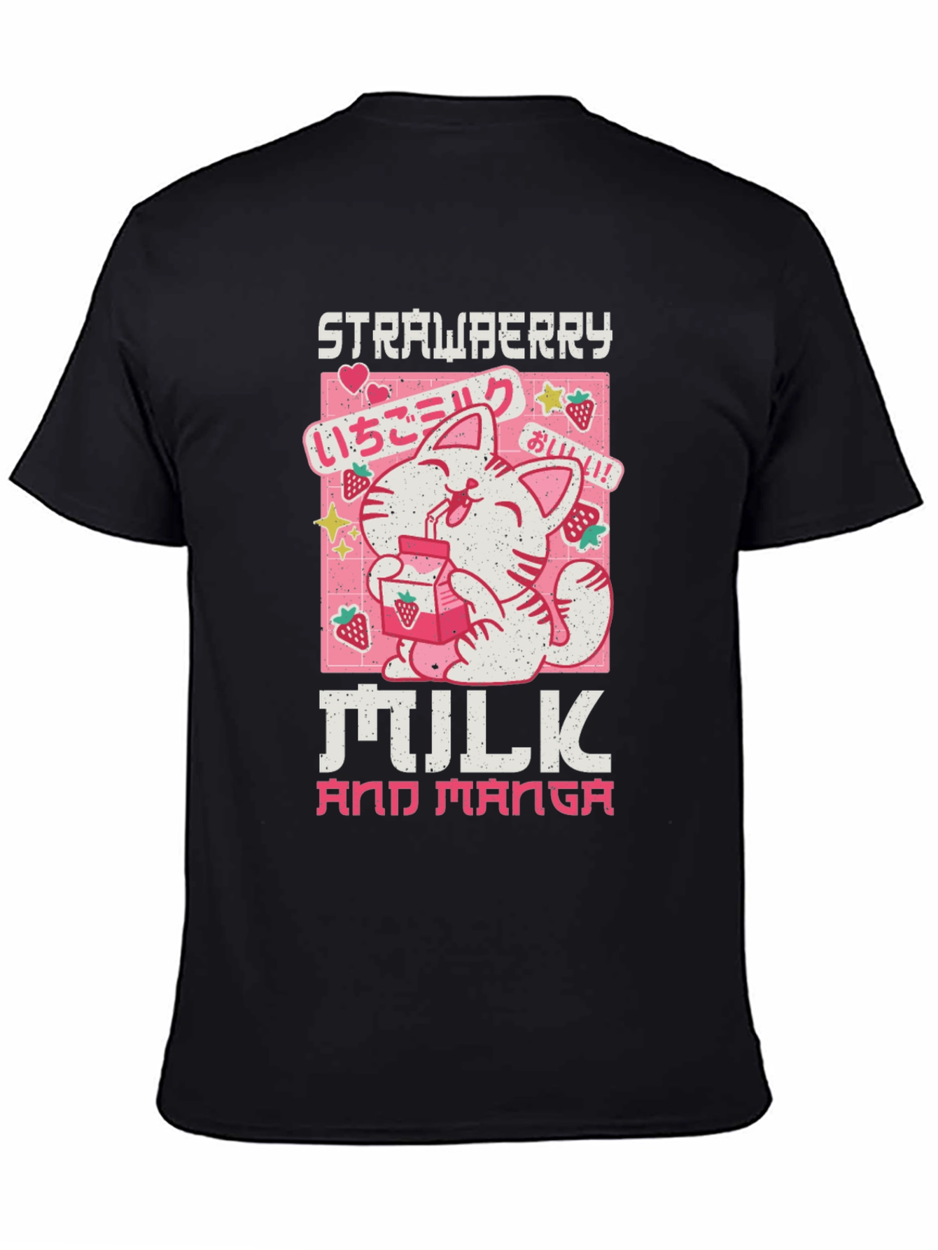 Black Strawberry Milk and Manga Graphic Tee view 4