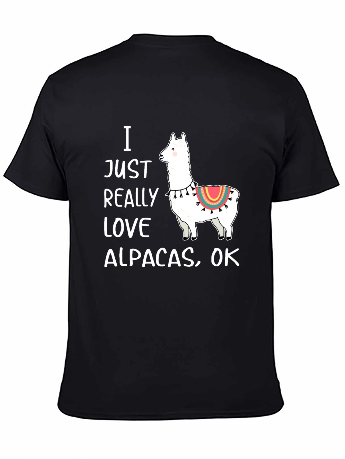 Black I Love Alpacas Graphic T-Shirt -  Funny Alpaca Tee view 4