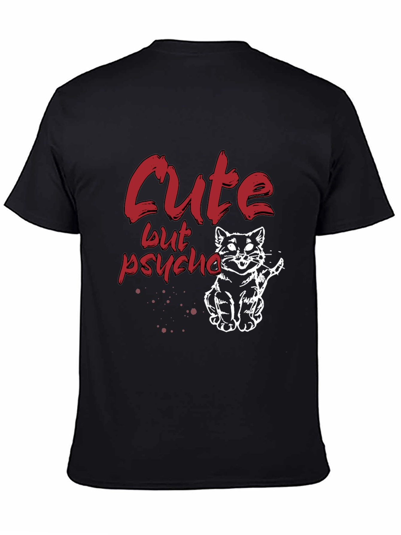 Black Cute But Psycho Cat Graphic T-Shirt - Black view 4