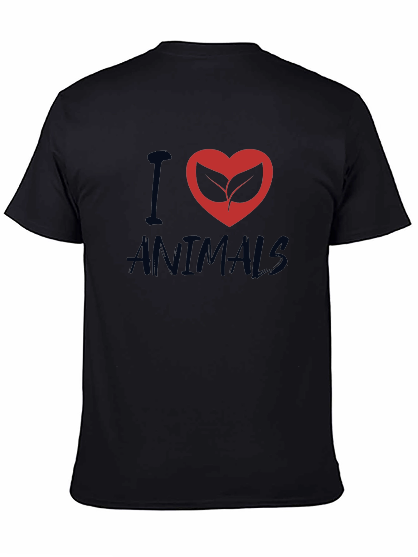 Black I Heart Animals Graphic T-Shirt - Vegan Friendly view 4