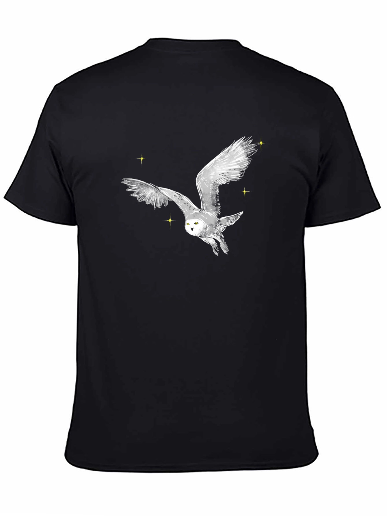 Black Owl Flight Graphic Tee - Black Cotton Blend view 4