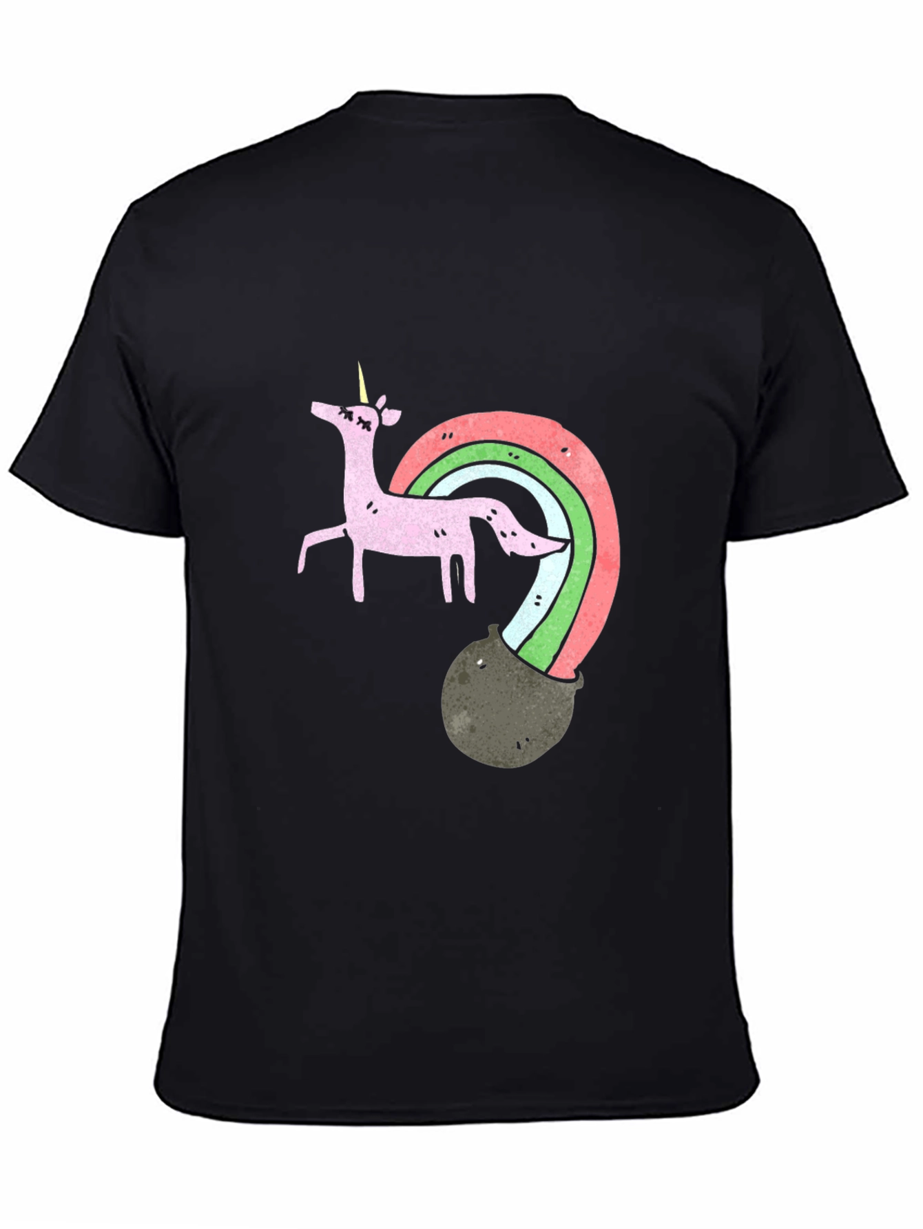Black Unicorn Rainbow Pot T-Shirt view 4