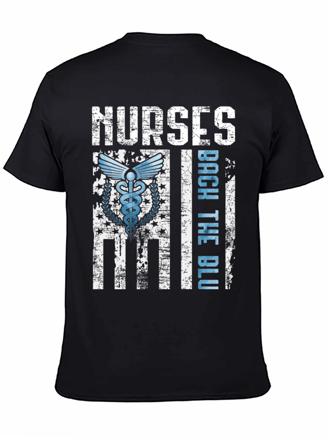 Black Nurses Back The Blue T-Shirt - Healthcare Support Apparel view 4