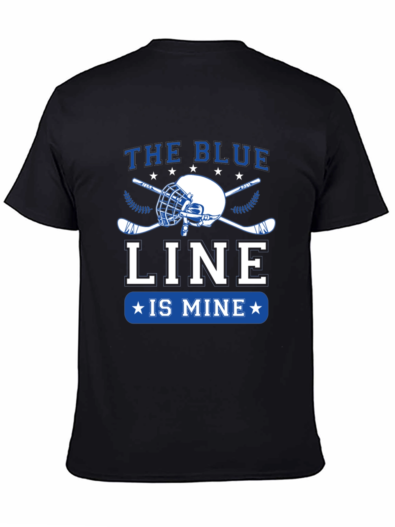 Black The Blue Line is Mine Hockey T-Shirt view 4