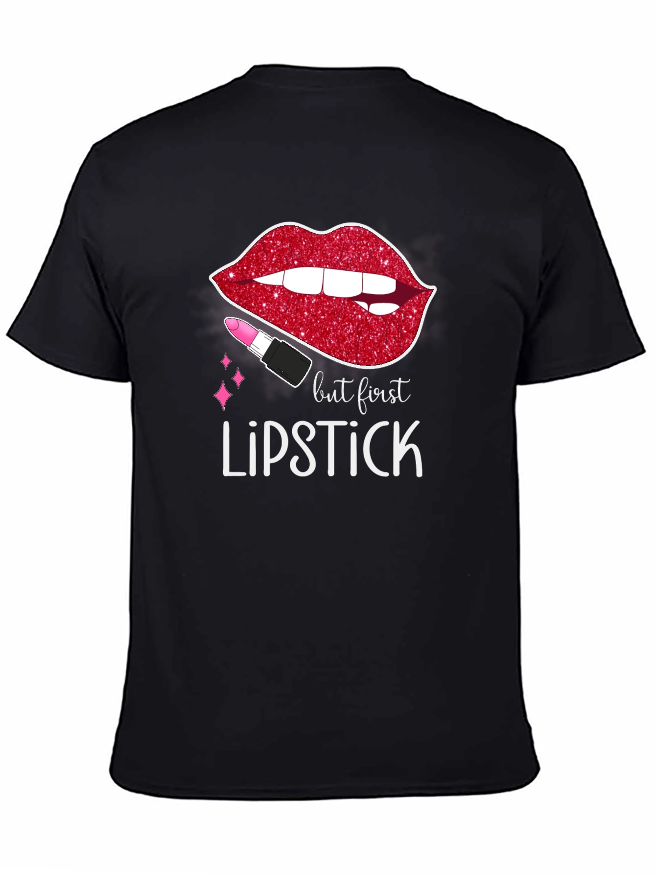 Black But First Lipstick Graphic Tee - Stylish & Trendy view 4
