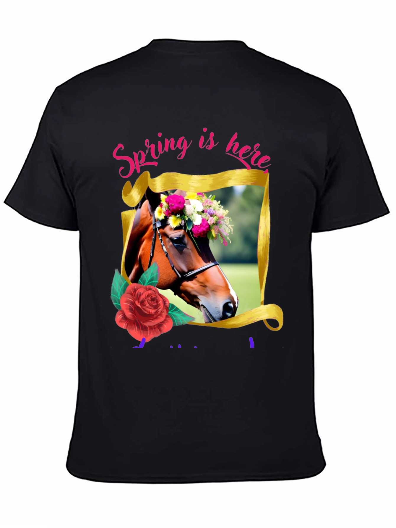 Black Spring Horse Graphic Tee view 4