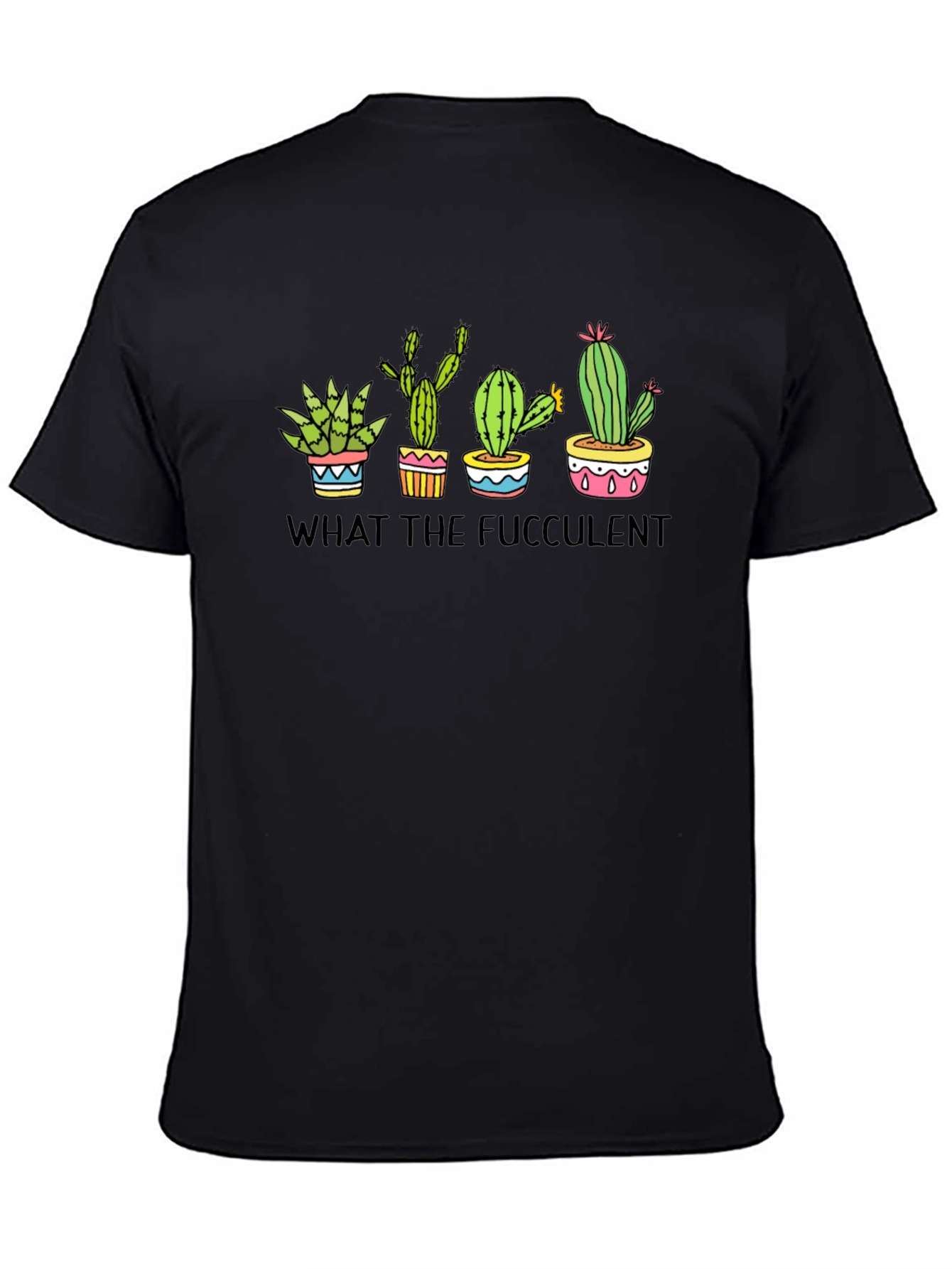 Black What the Fucculent Cactus Graphic Tee - Black view 4