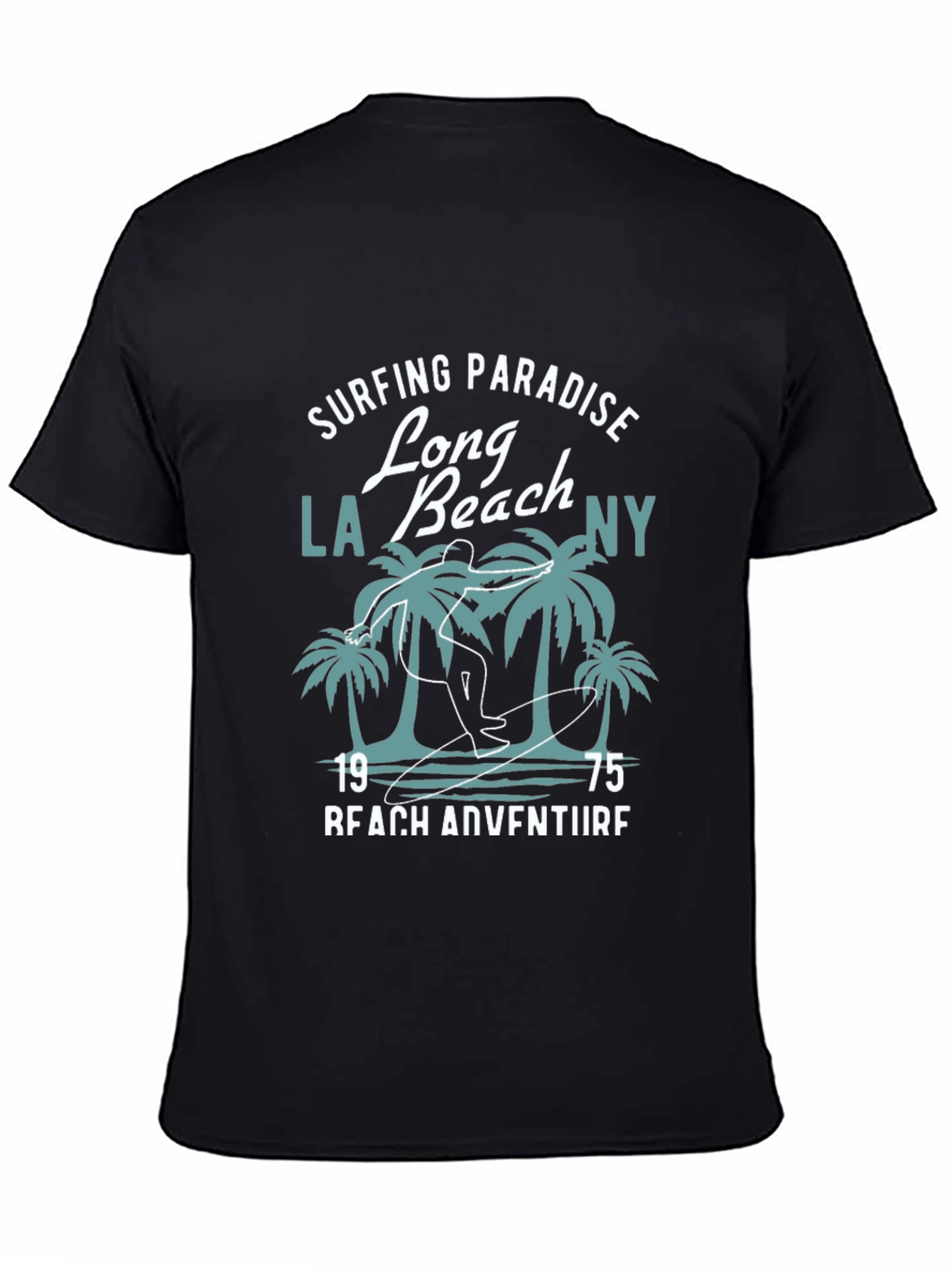 Black Surfing Paradise Graphic T-Shirt view 4