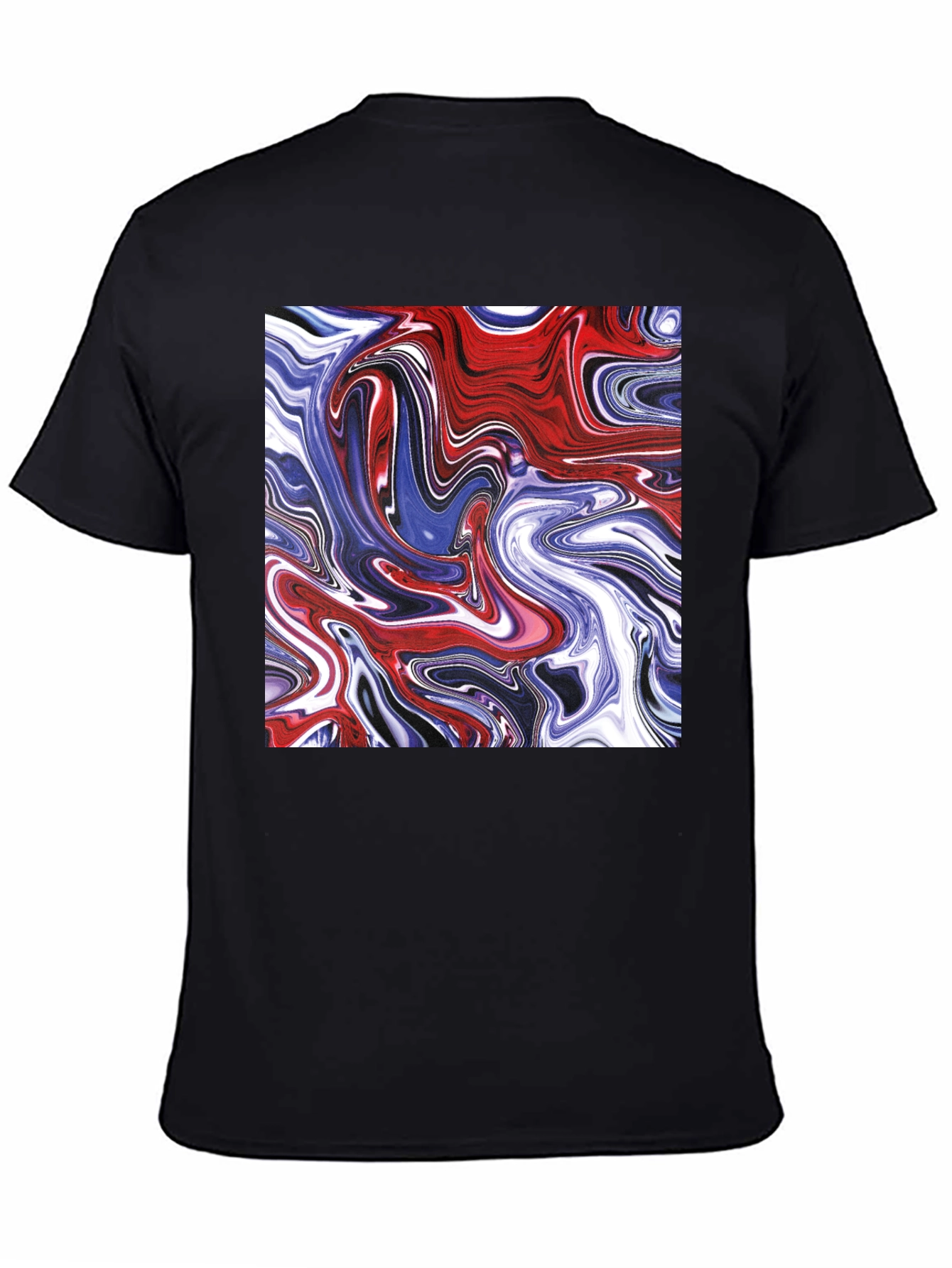 Black Swirled Paint Graphic Tee - Cool Abstract Art T-Shirt view 4