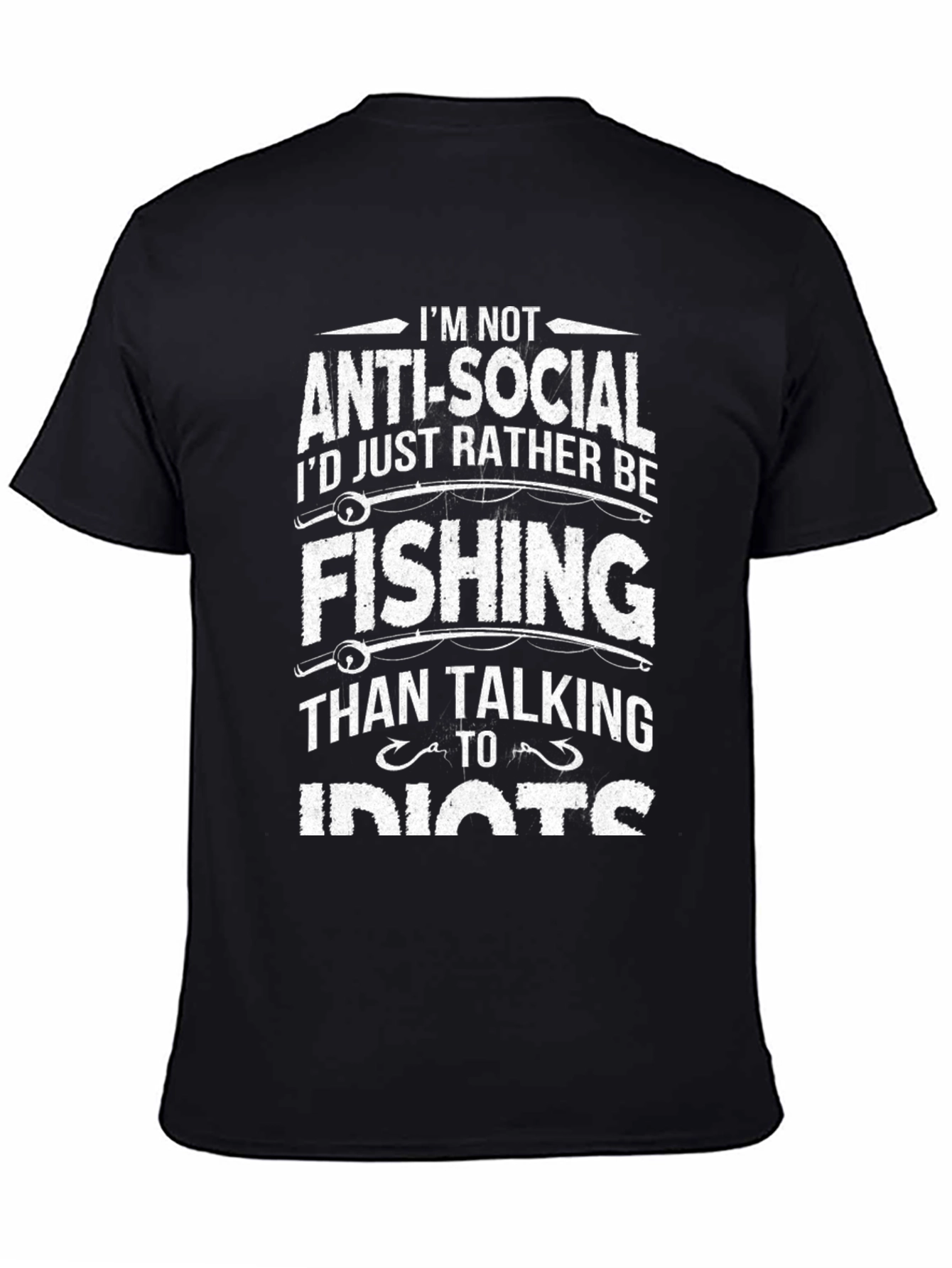 Black Anti-Social Fishing T-Shirt: Rather Fish Than Talk view 4