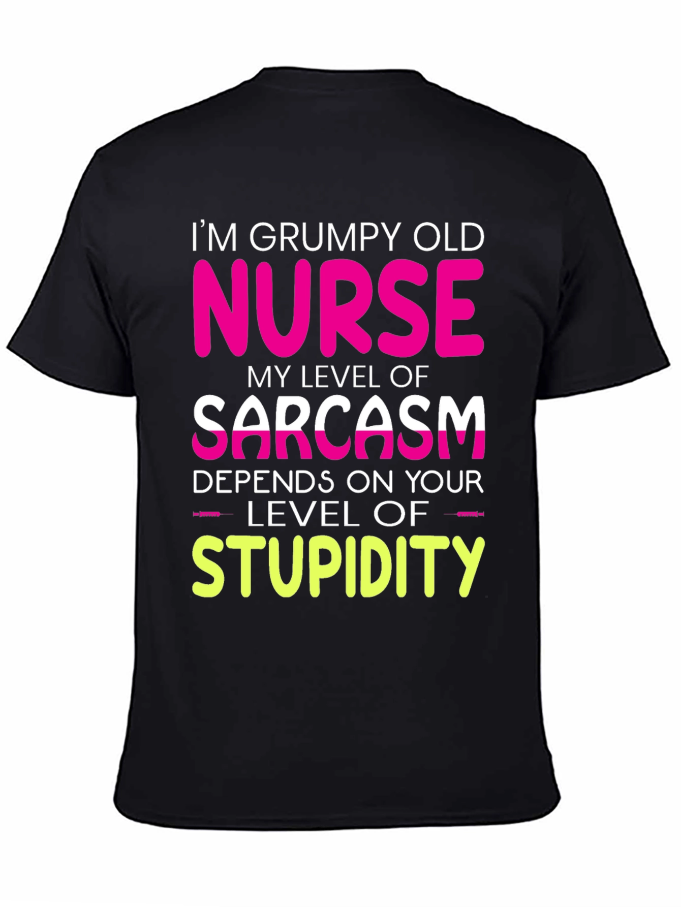 Black Grumpy Old Nurse T-Shirt Sarcasm Level Funny Tee view 4