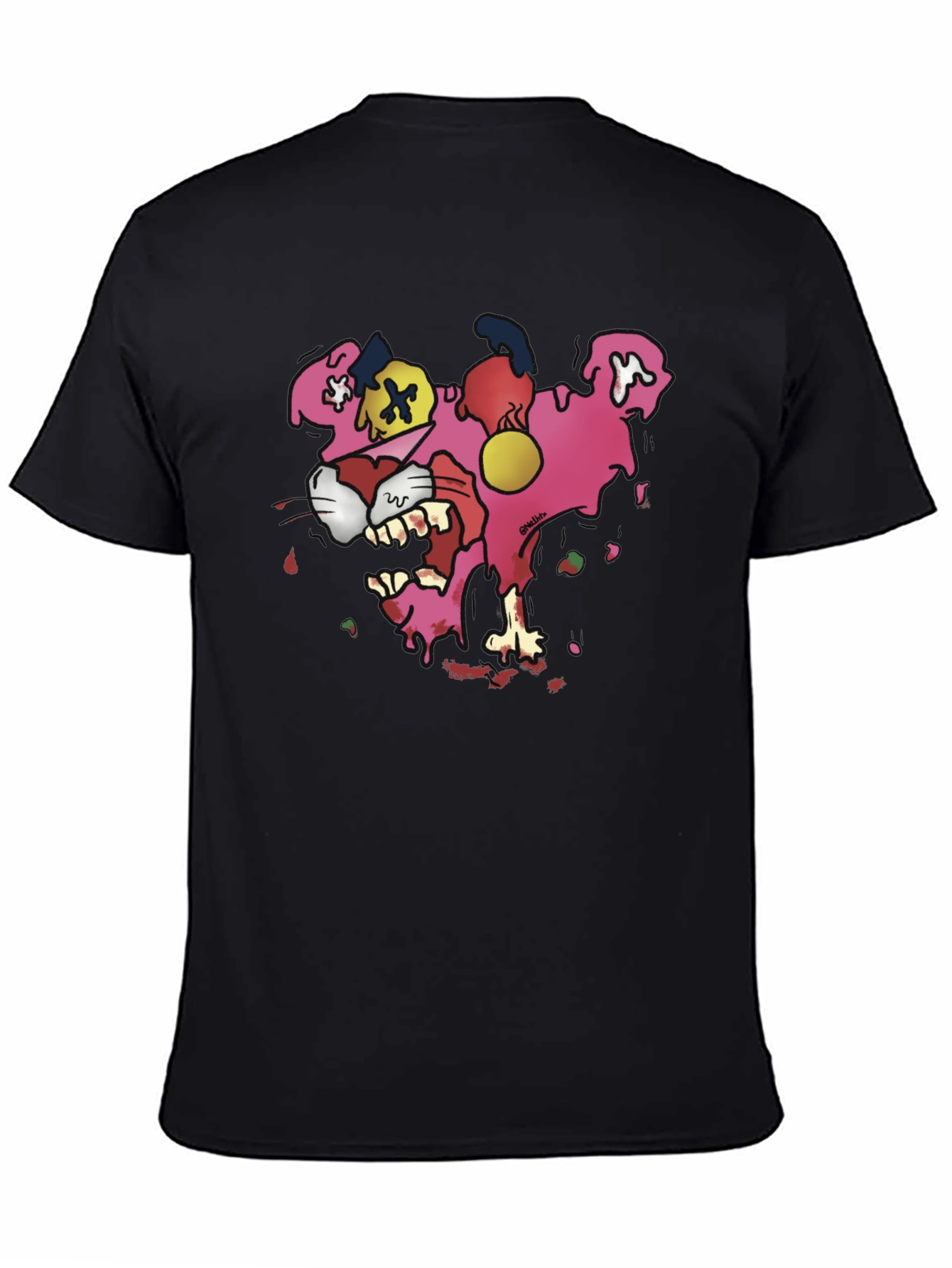 Black Cartoon Pink Panther Graphic T-Shirt view 4