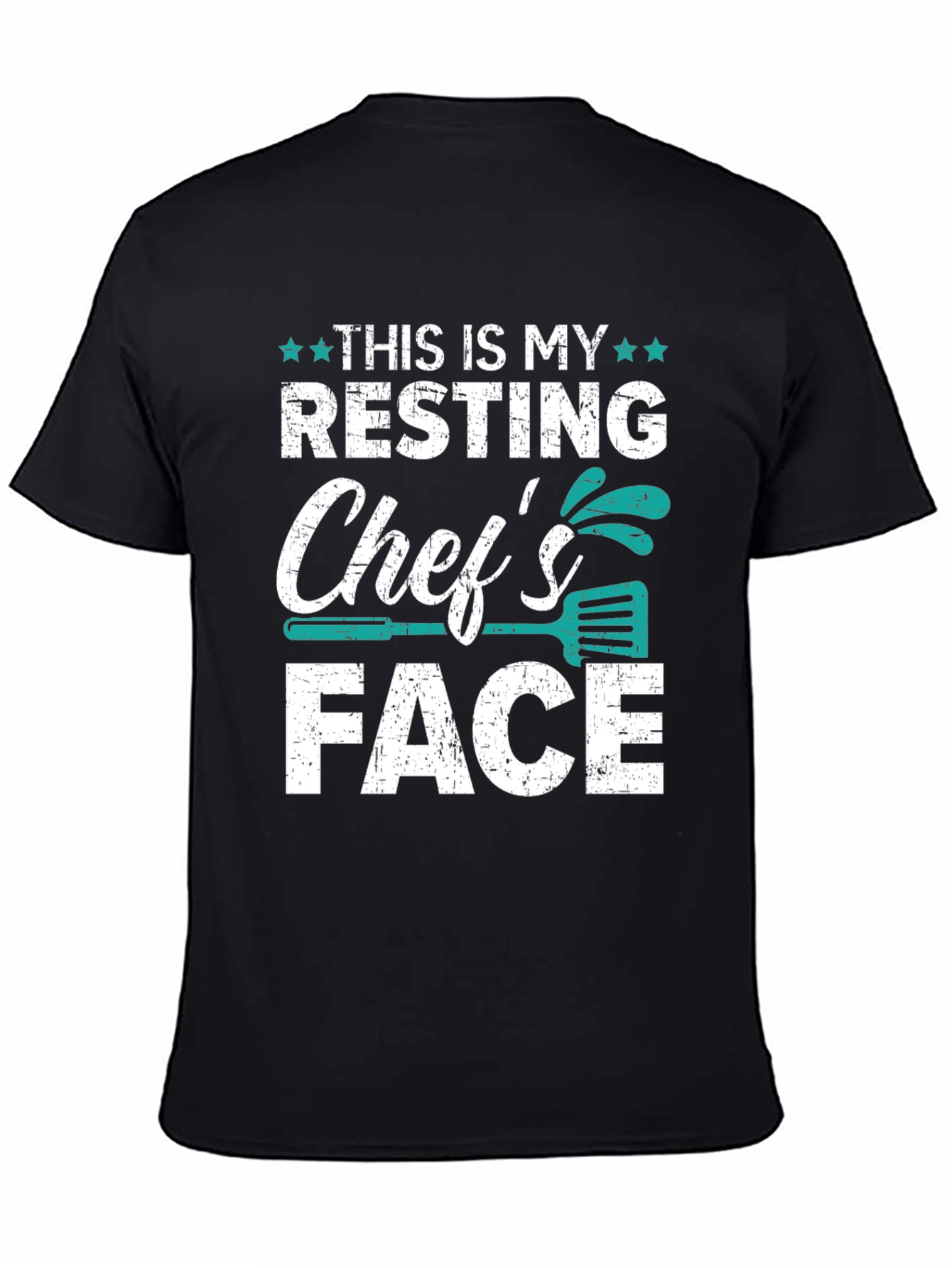 Black Resting Chef's Face Graphic T-Shirt view 4