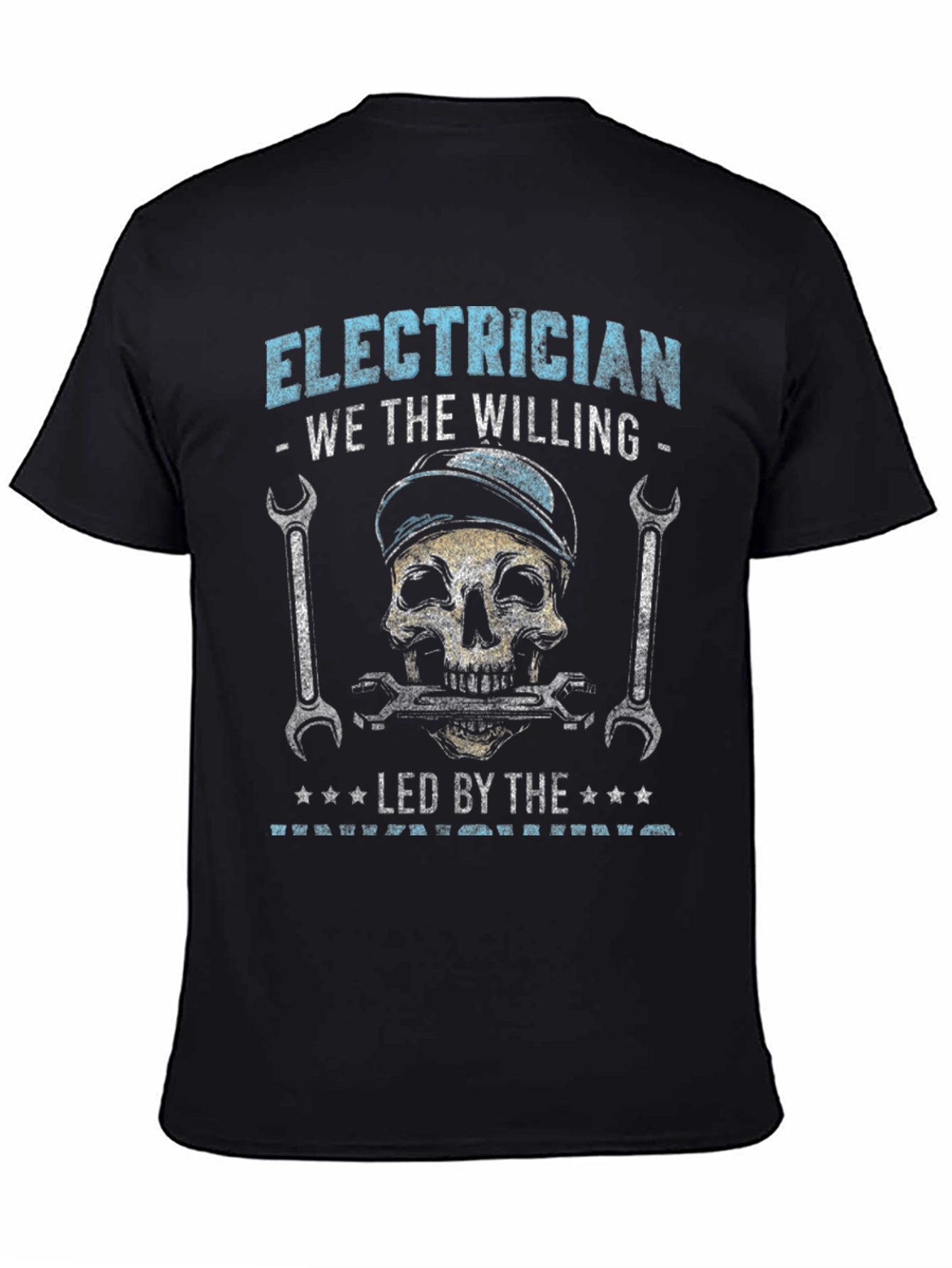 Black Electrician Skull Graphic T-Shirt - We The Willing view 4