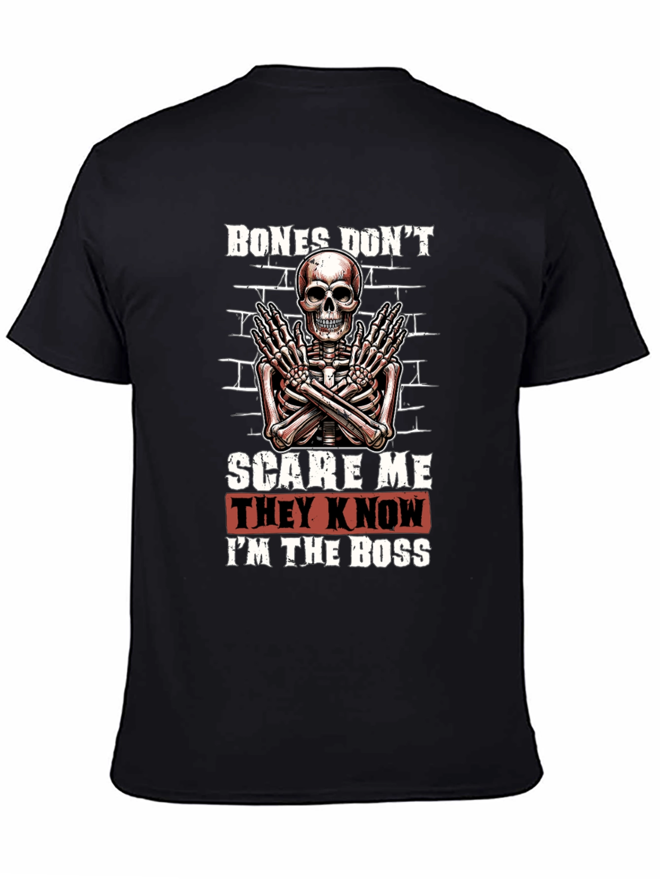 Black Bones Don't Scare Me Skeleton Graphic Tee view 4