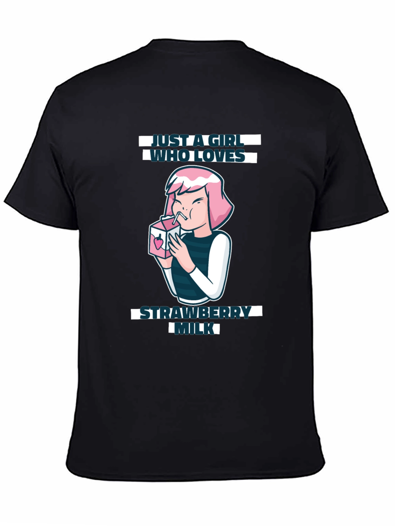 Black Strawberry Milk Lover T-Shirt view 4