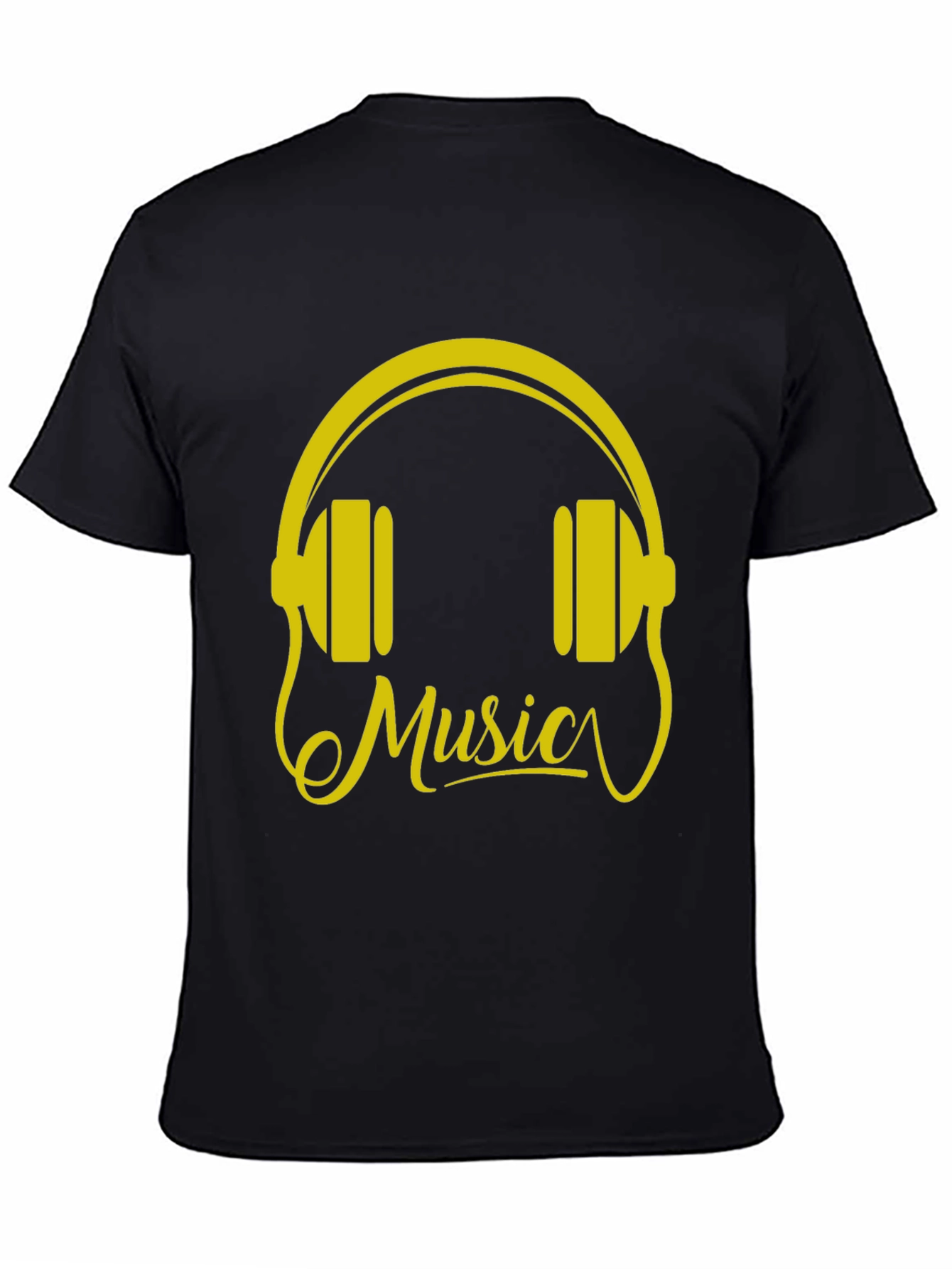 Music Headphones Graphic Tee - Black Cotton T-Shirt - 4