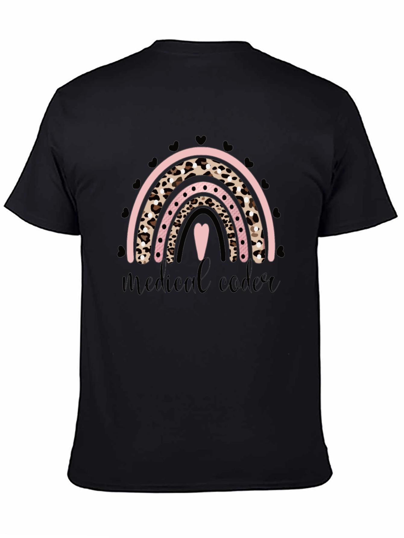 Black Medical Coder Rainbow T-Shirt - Black view 4