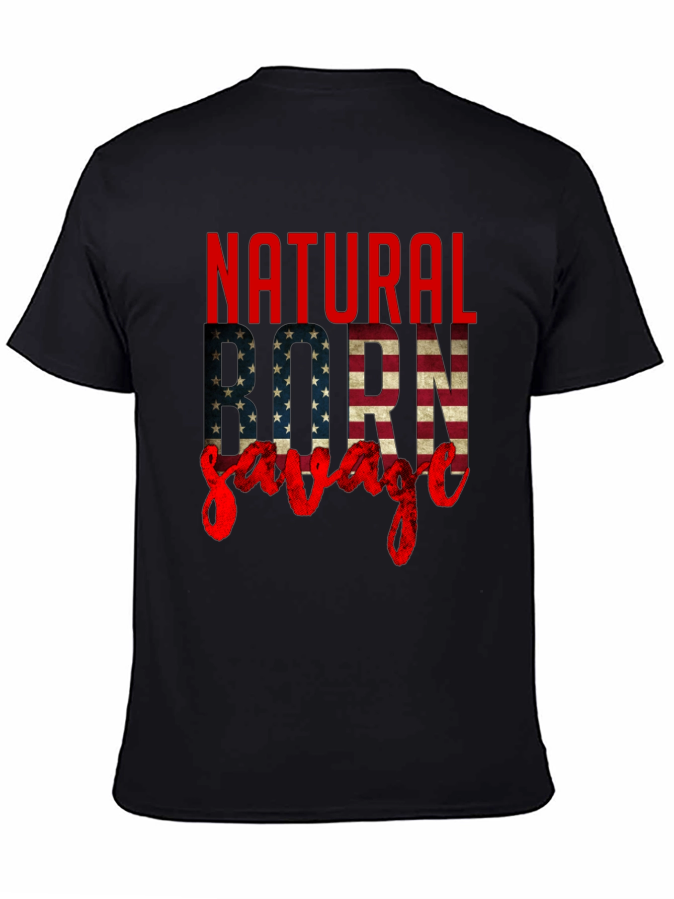 Black Natural Born Savage Graphic Tee view 4