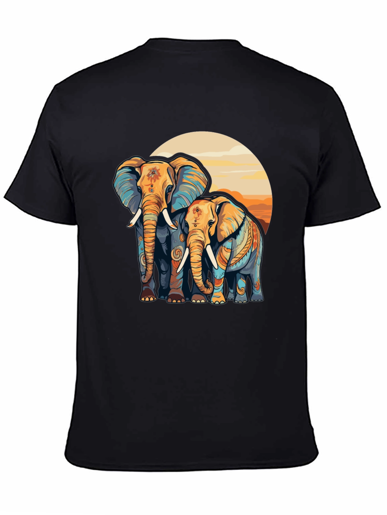 Black Elephant Sunset Graphic Tee - Stylish Comfort view 4