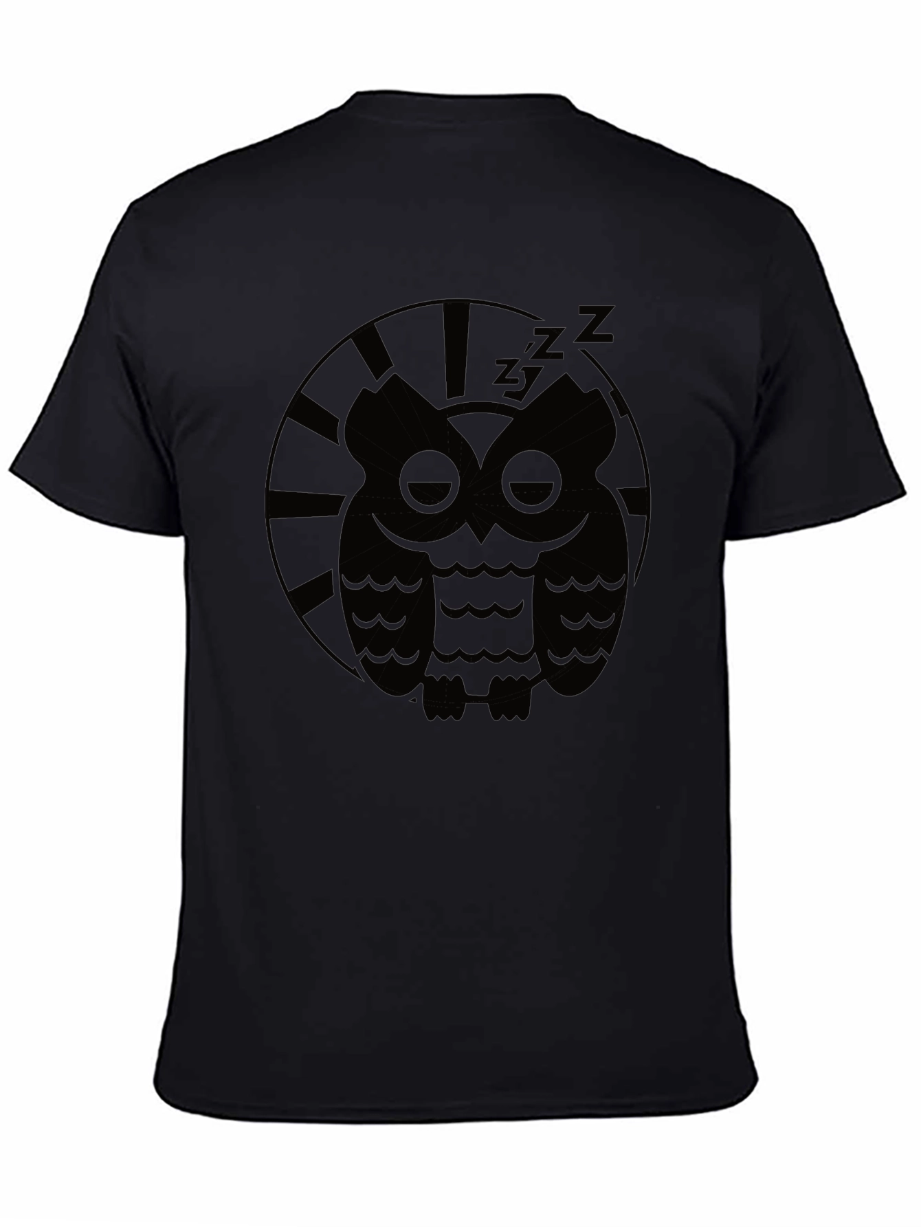Black Sleepy Owl Graphic Tee - Black Cotton T-Shirt view 4