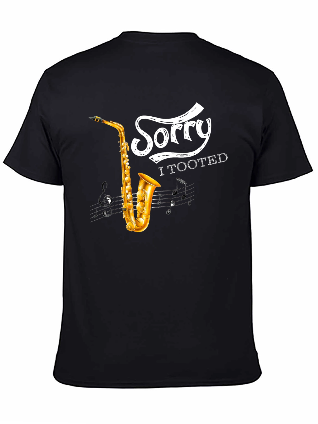 Black Saxophone 'Sorry I Tooted' Graphic Tee view 4