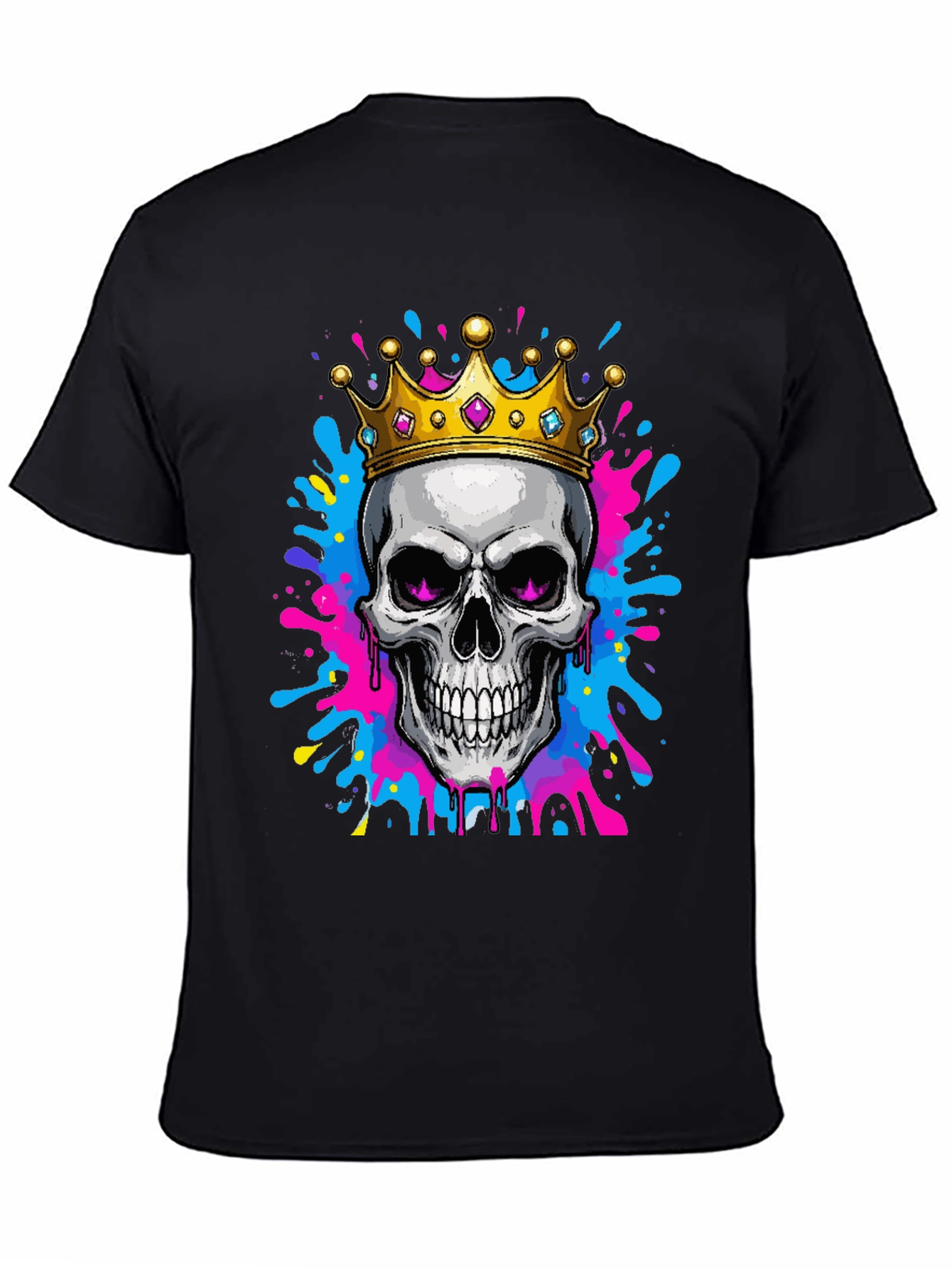 Black Skull King Graphic Tee - Bold Artistic Design view 4