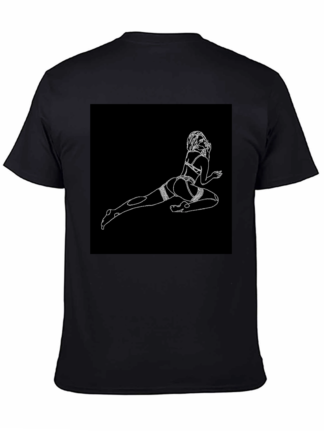 Black Black T-Shirt with Risque Line Art view 4