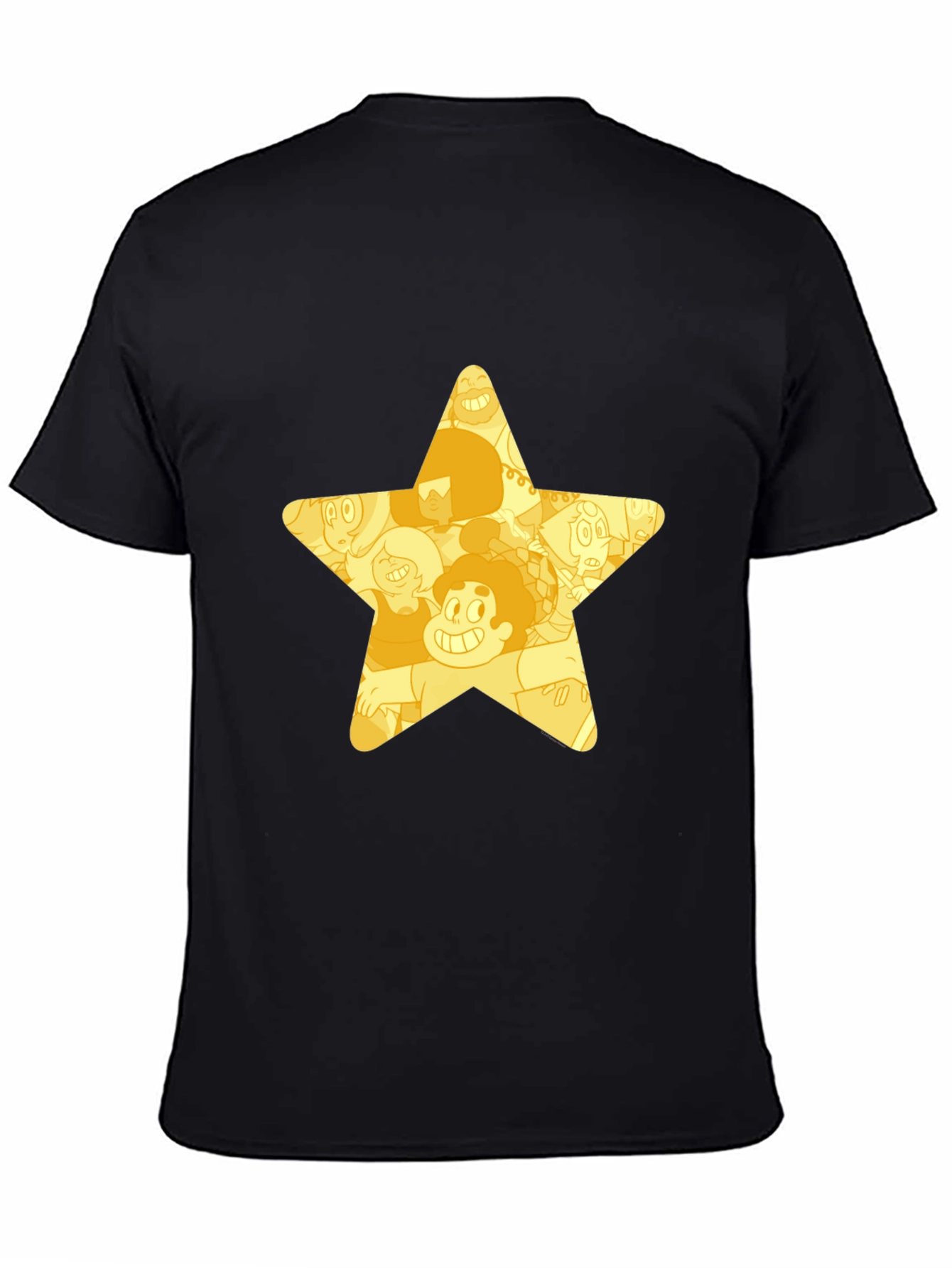 Black Star Cartoon Character Black T-Shirt view 4